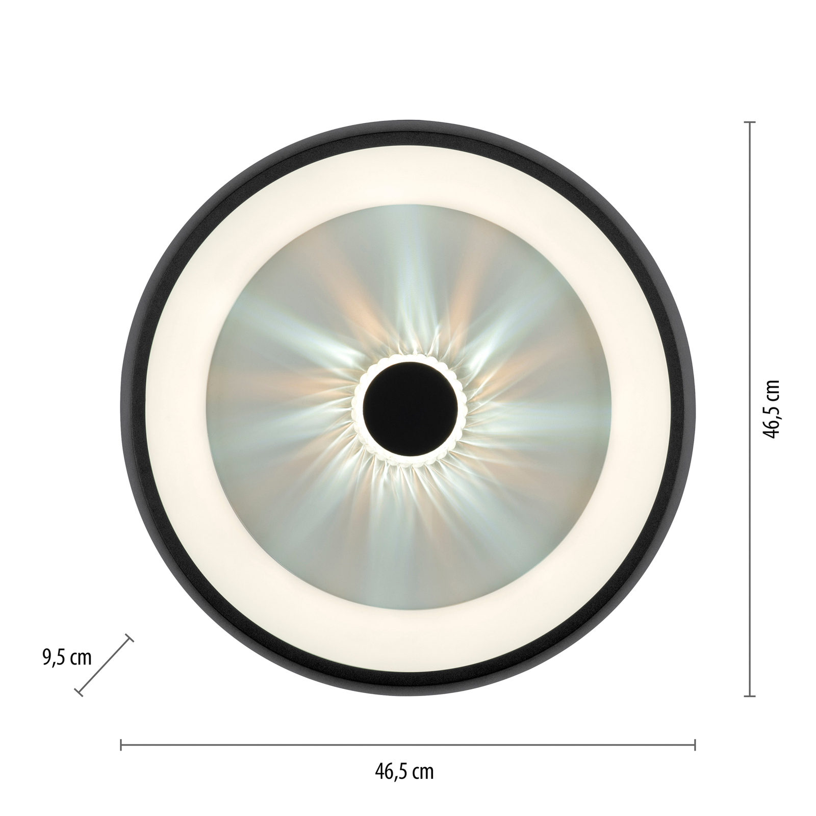 Plafoniera Vertigo LED, CCT, Ø 46,5 cm, nero