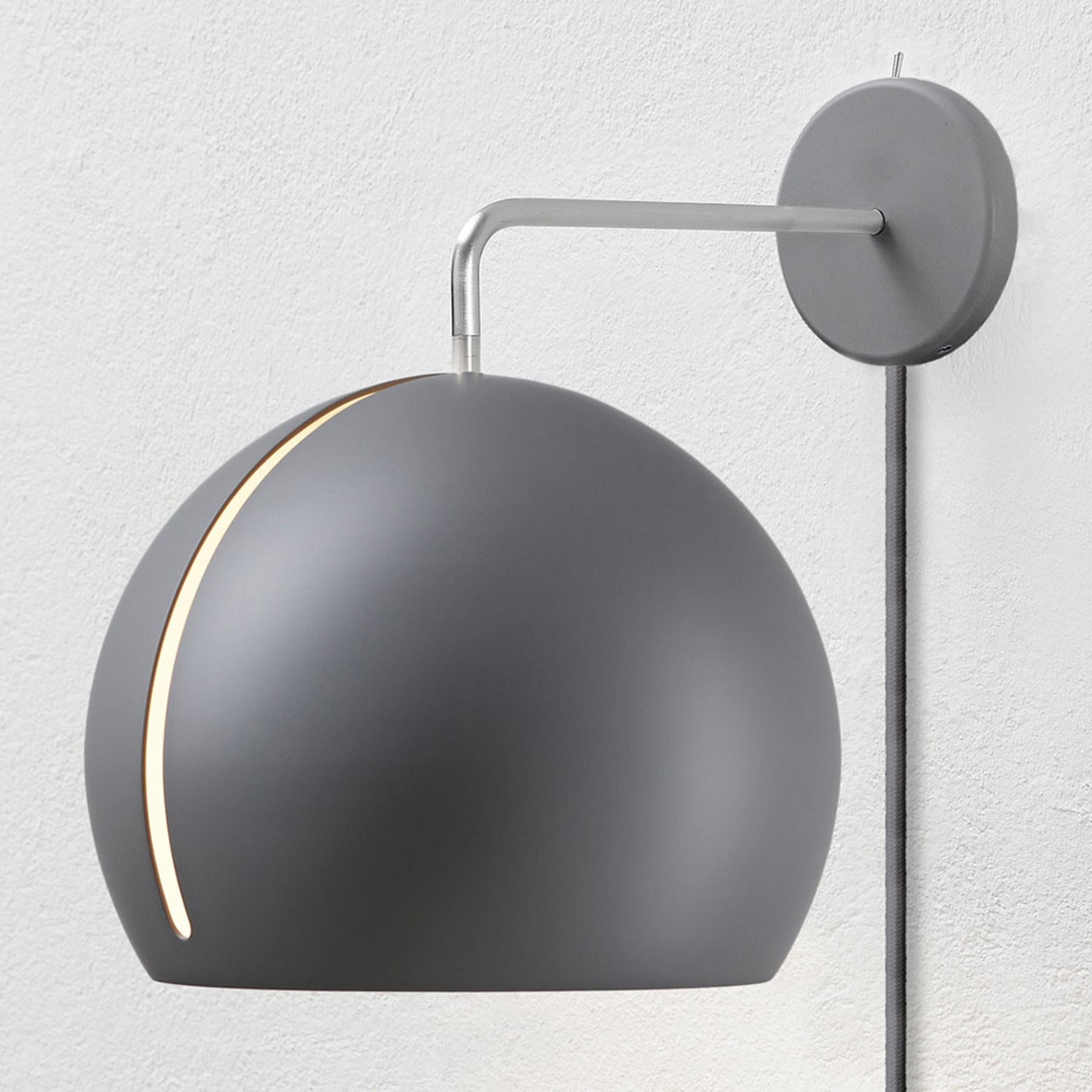NYTA Nyta Tilt Globe Wall wall lamp with plug grey, for Living / Dining Room, aluminium, stainless steel, E14, 46 W, energy efficiency: A++, W: 20 cm, H: 28.8 cm