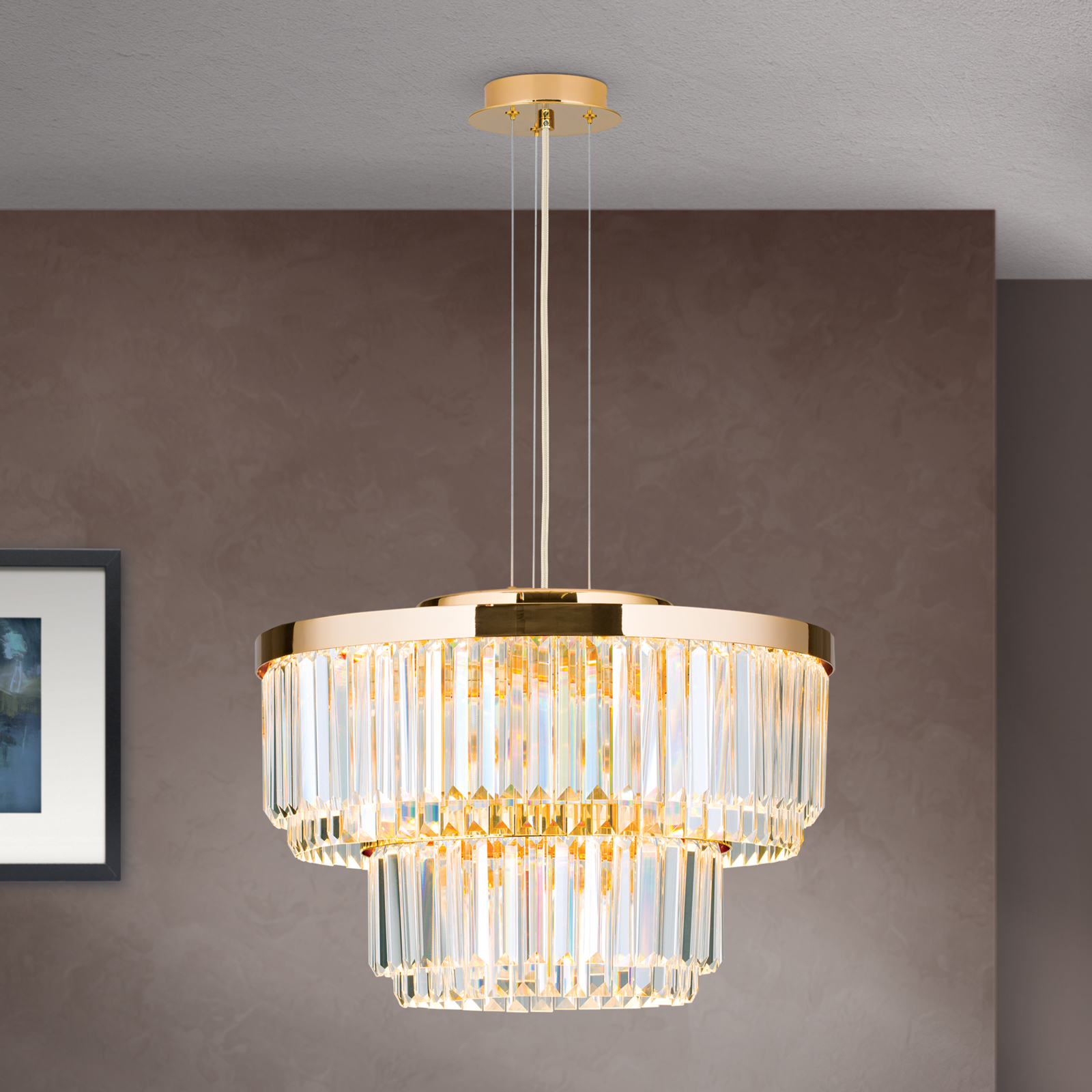 LED-Pendelleuchte Prism, rund, Ø 55 cm