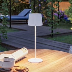 Paulmann LED-ladattava pöytävalaisin Gilo, valkoinen, muovi, IP44