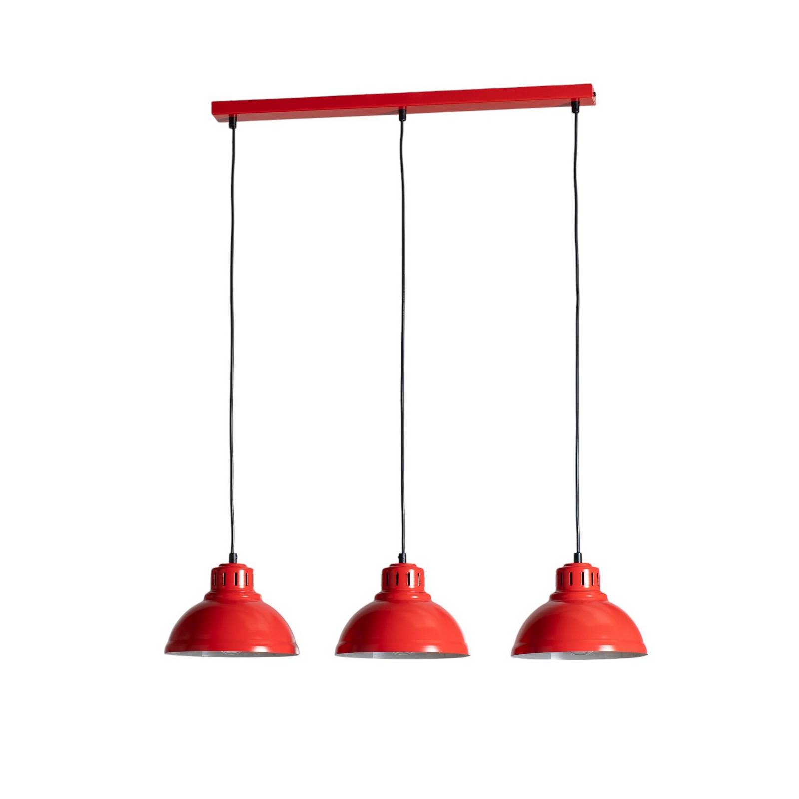 Hängeleuchte Sven, dreiflammig, rot, Stahl, E27
