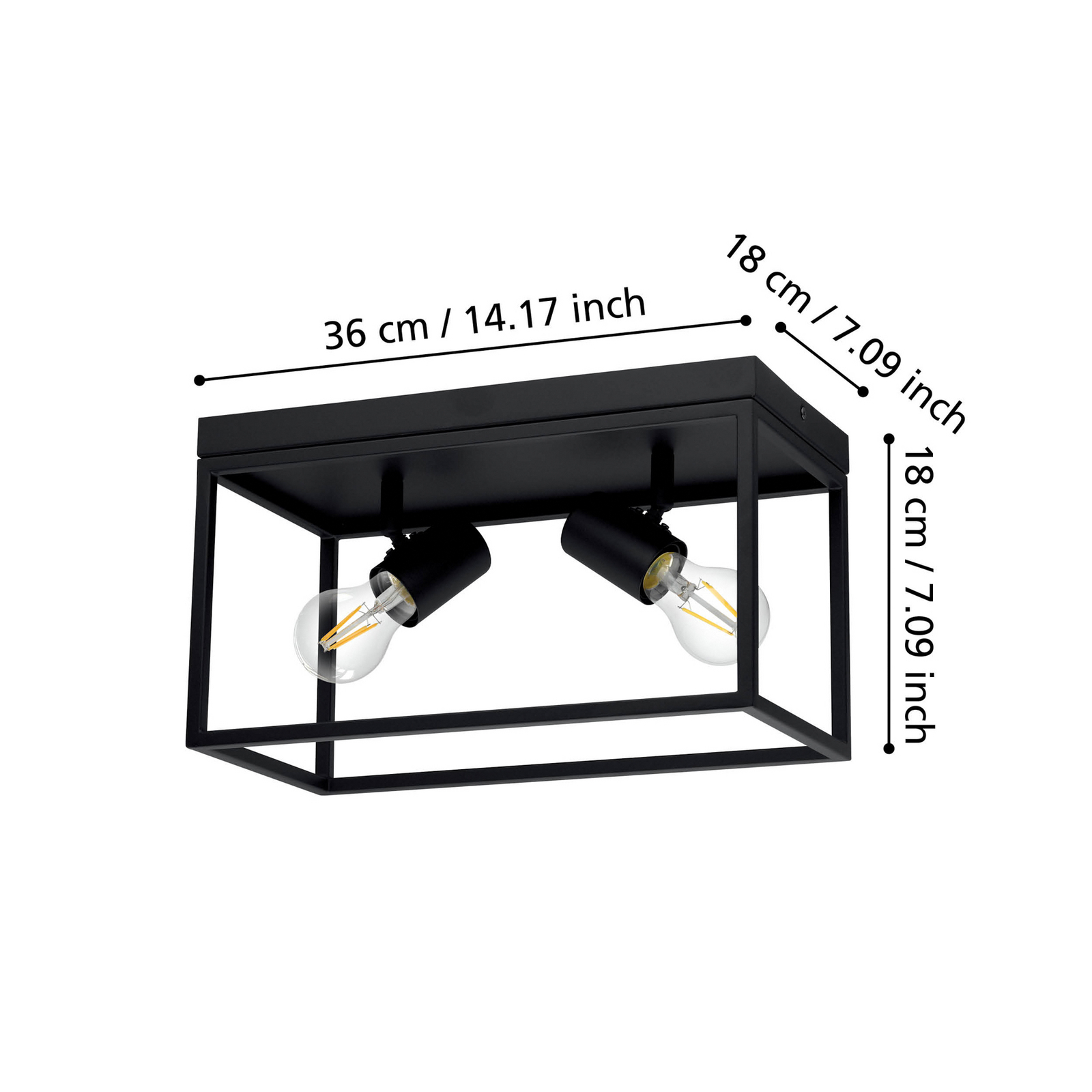 Silentina plafonieră cu două surse, 36x18cm Silentina plafonieră cu două surse, 36x18cm