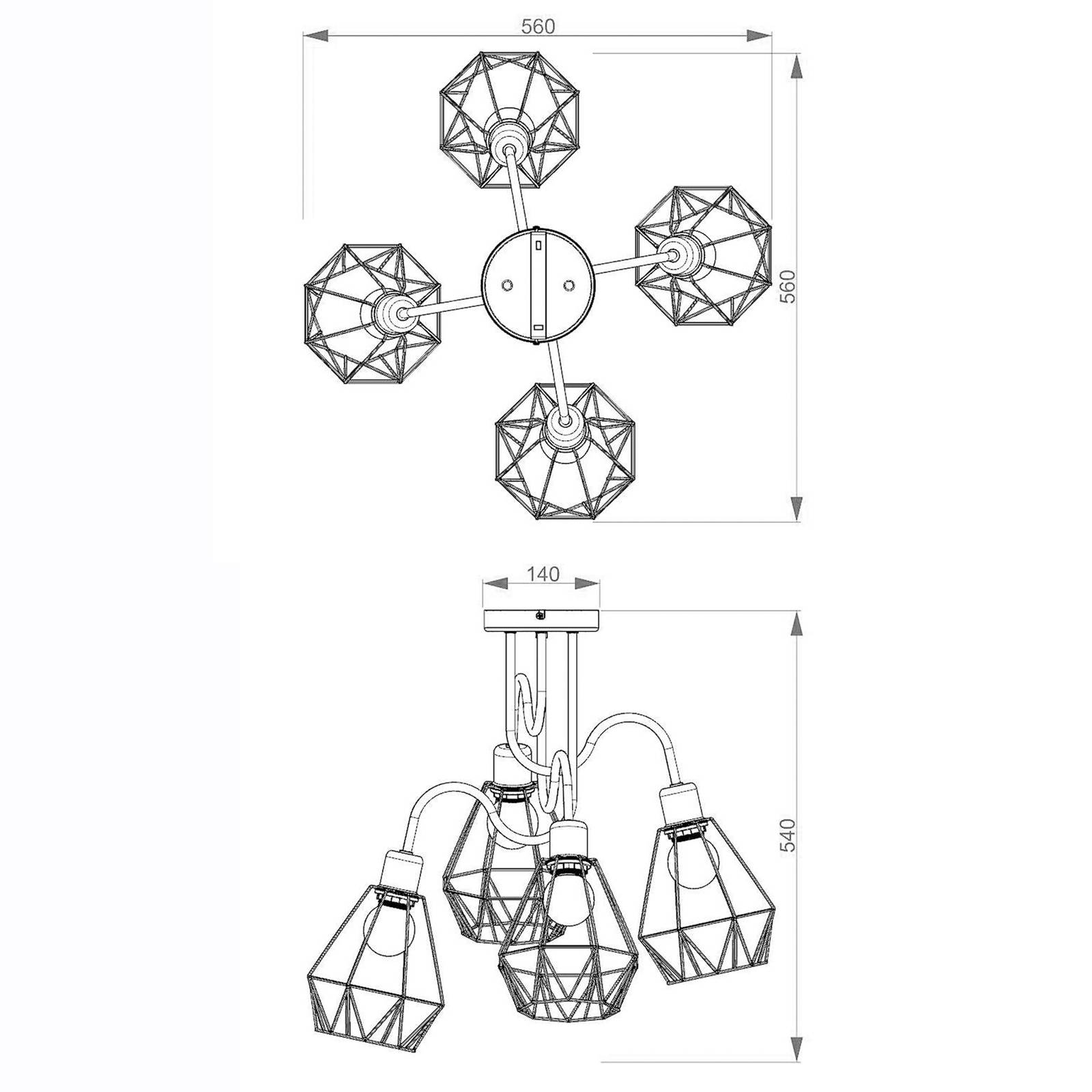 Lampa sufitowa Jin czarna/chrom 4-punktowa