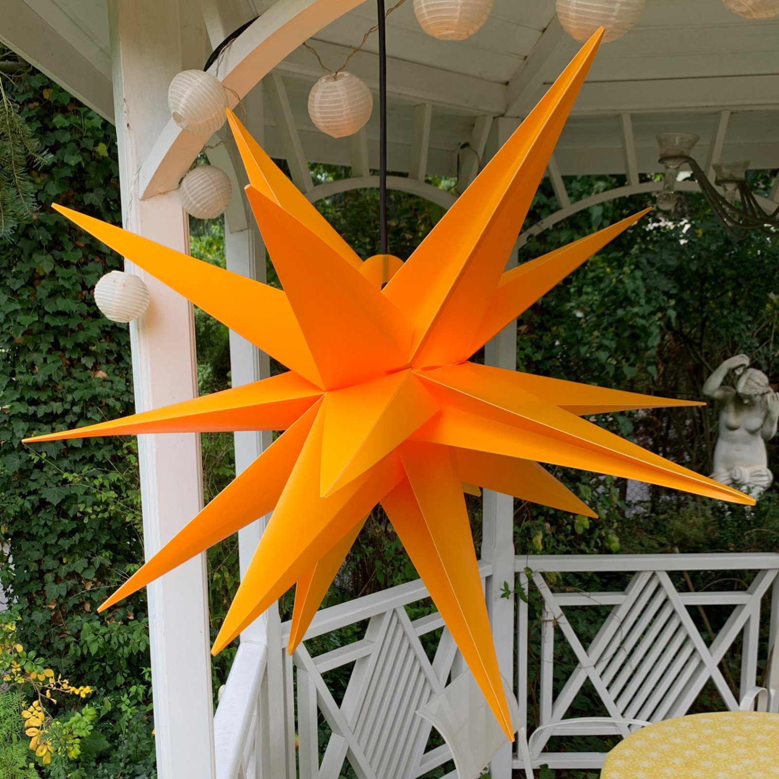 Estrela decorativa XXL exterior, 18 pontas, Ø 80 cm amarelo