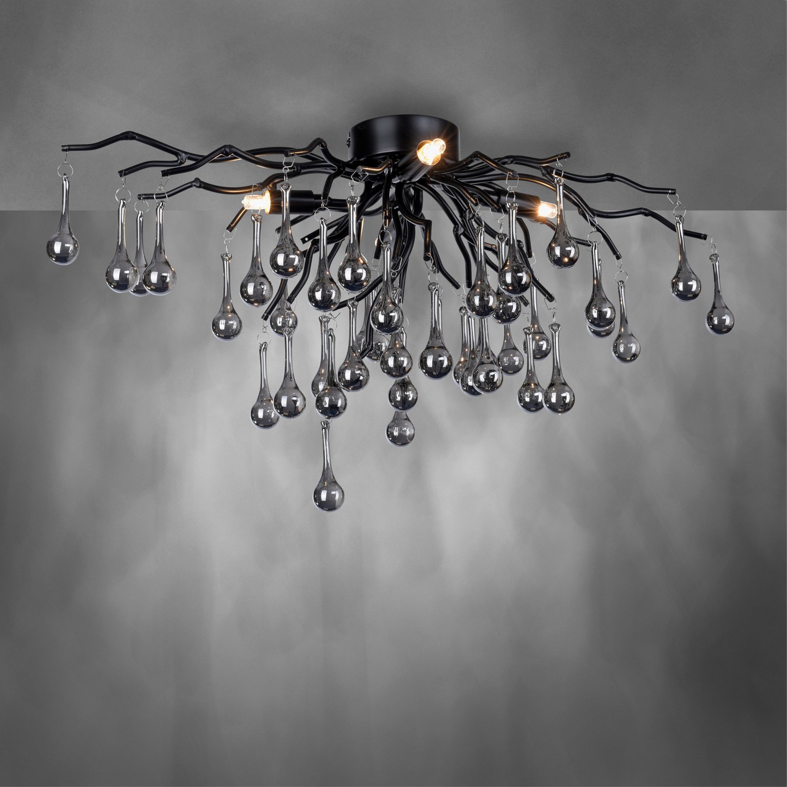 Paul Neuhaus taklampa Icicle, 4-ljus, svart