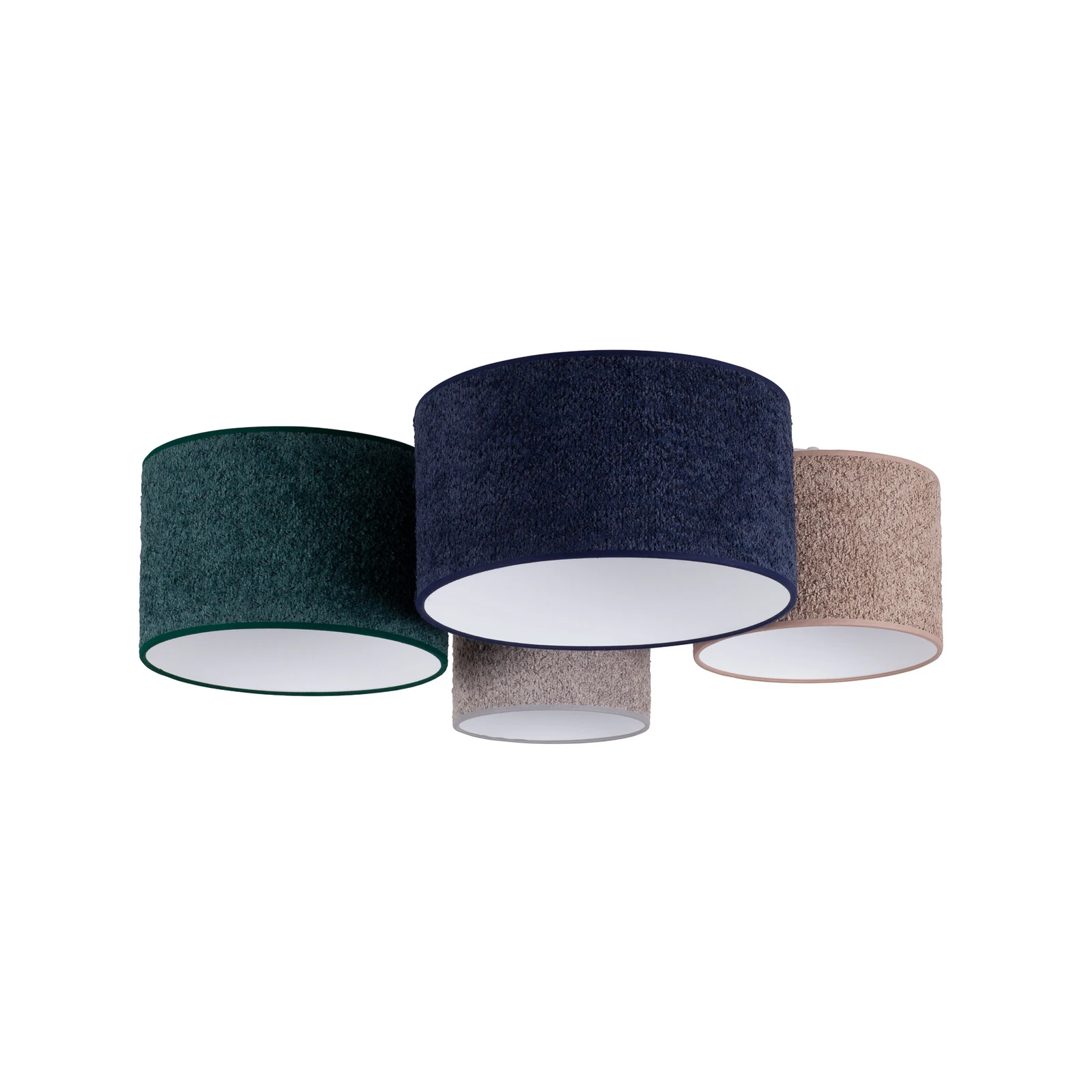 Griestu lampa Boucle 4fl zila/zaļa/kapučīna/pelēka