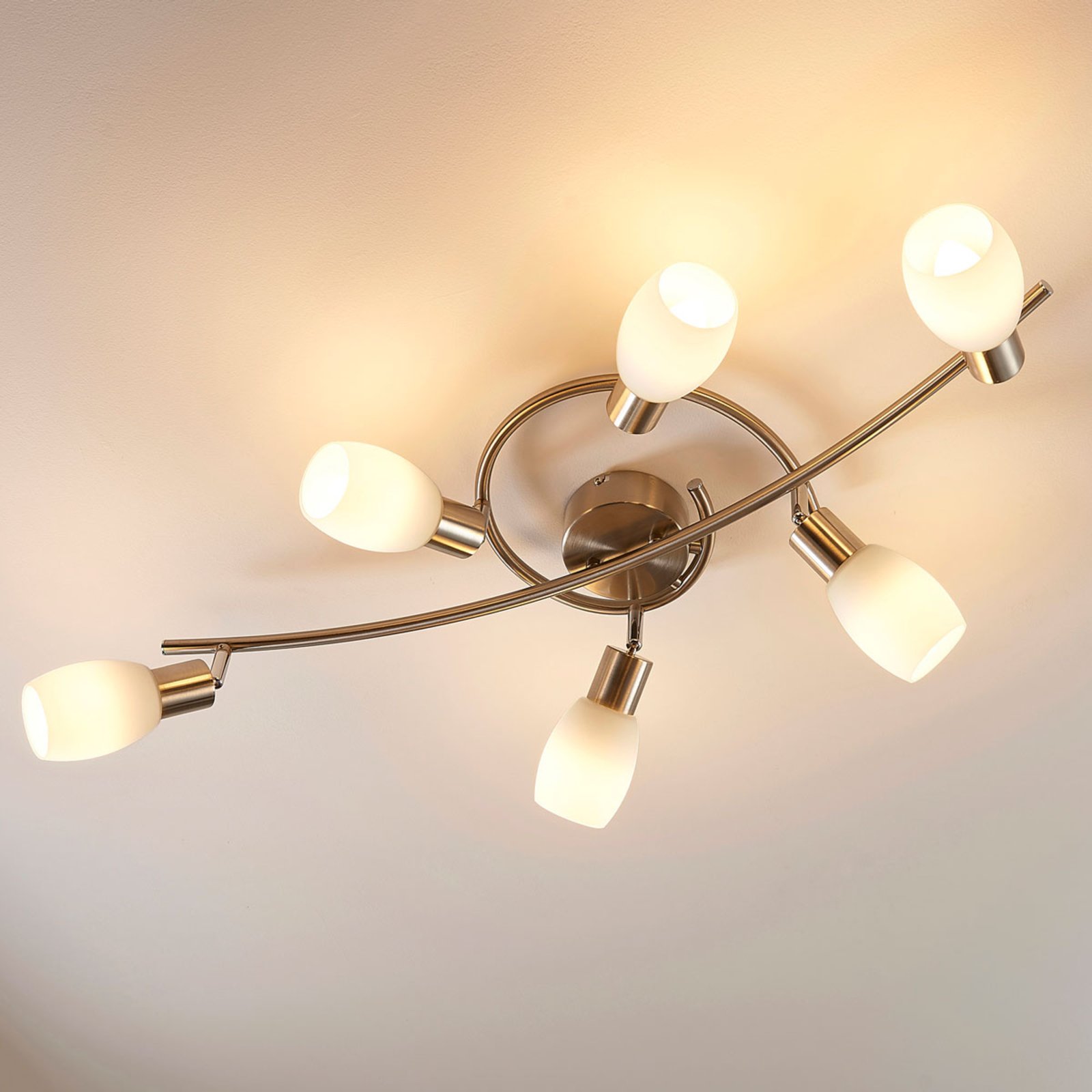 Arda Ceiling Lamp Whie/Nickel - Lindby