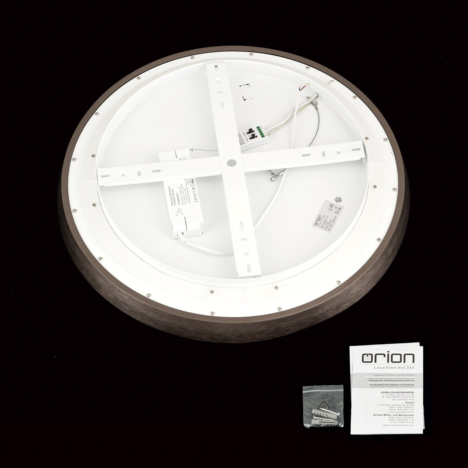 LED ceiling lamp Manta, Ø 60 cm, aluminium/bronze, aluminium, up/down