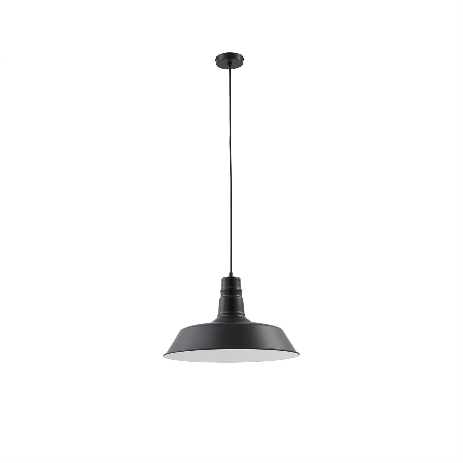 Lindby piekaramā lampa Laylan, melna/balta, Ø 46 cm, metāls