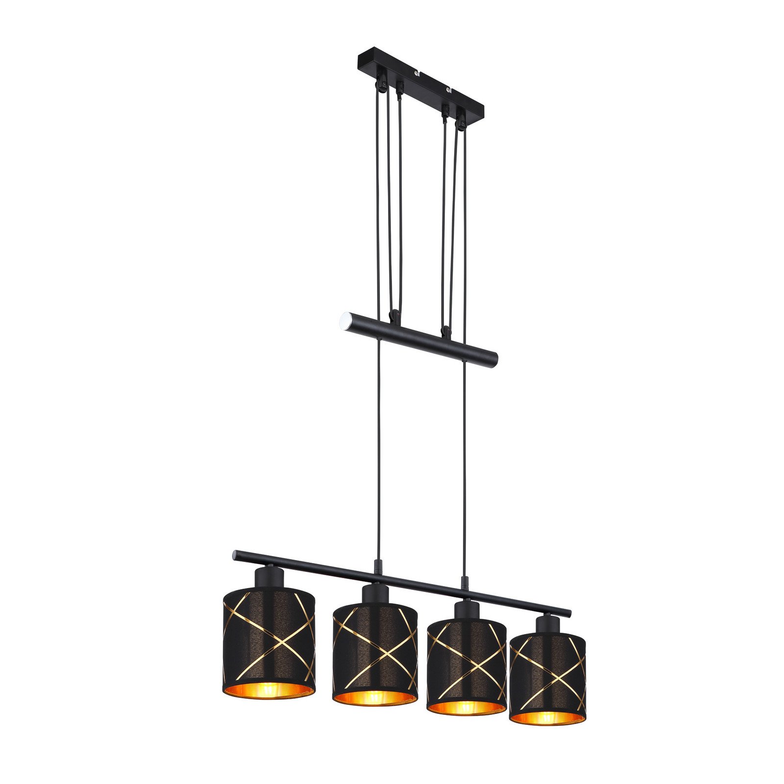 Globo Lampă suspendată Bemmo negru/auriu 4 becuri - Camera de zi / sufragerie - modern - negru auriu - Metal