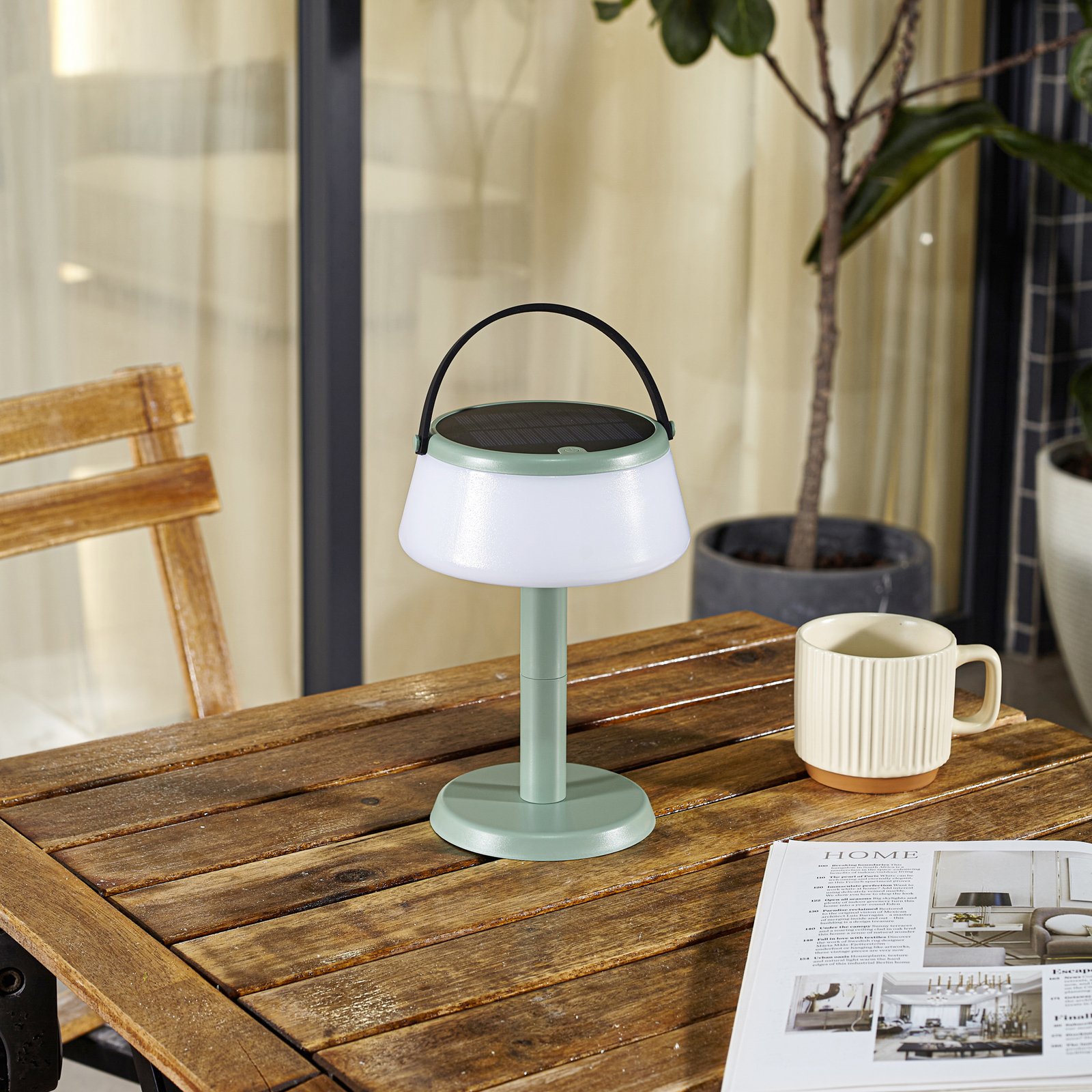 Mikkel Portable Solcell Bordslampa Dim. Grön - Lindby