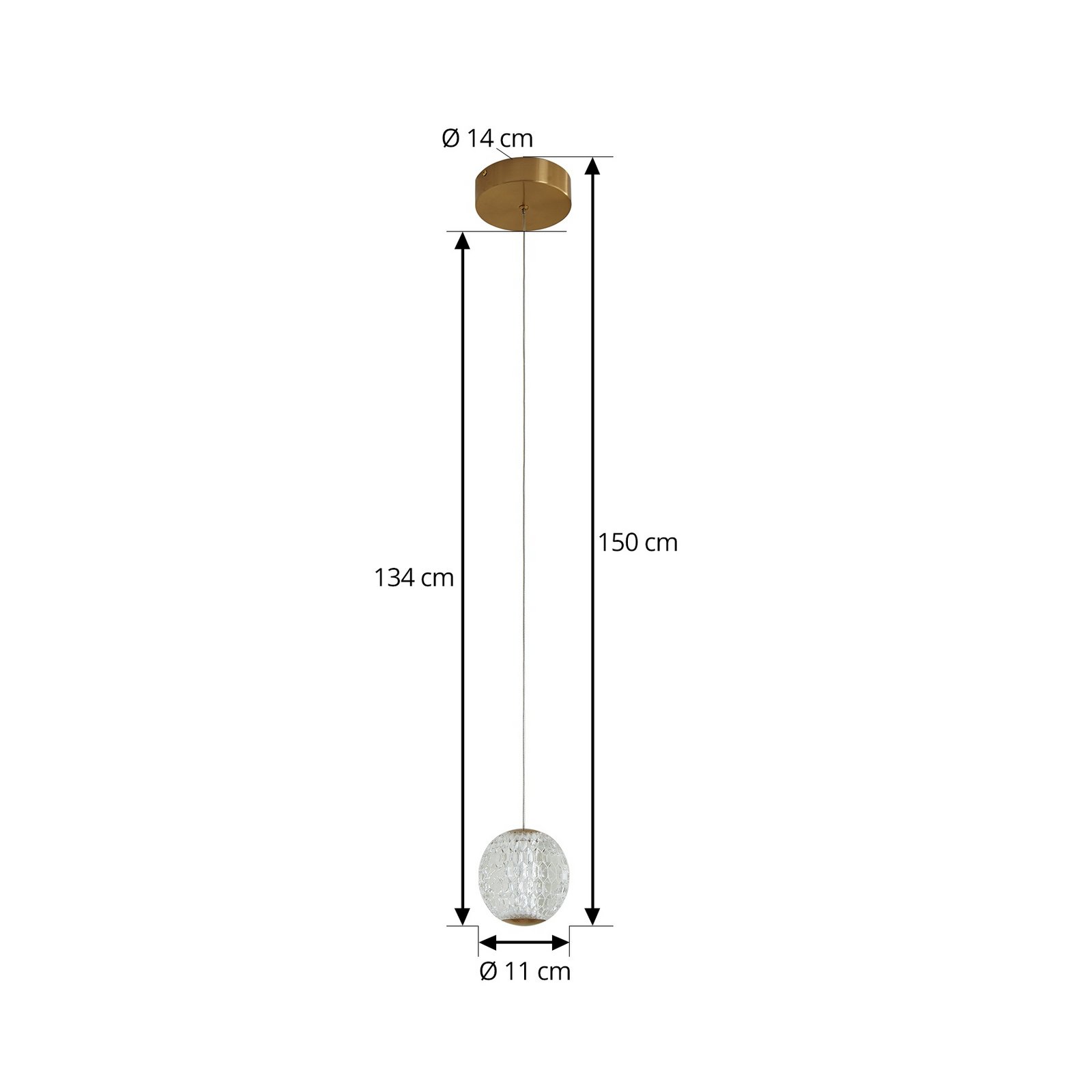 Lucande hanglamp Ismenia, 1-lamp, messing, acryl