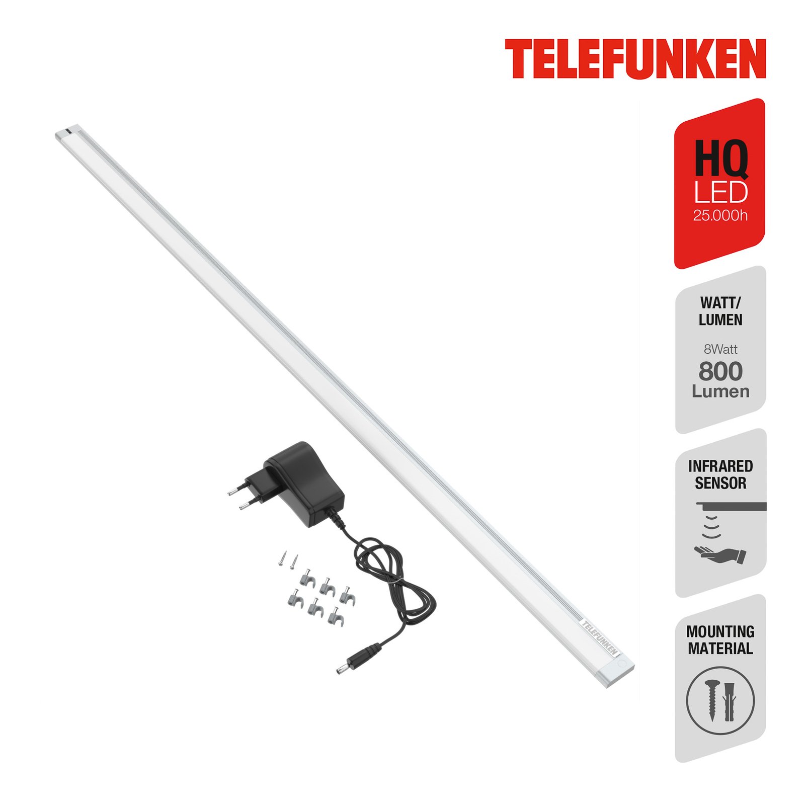 Luz LED de baixo do armário Zeus, comprimento 87 cm