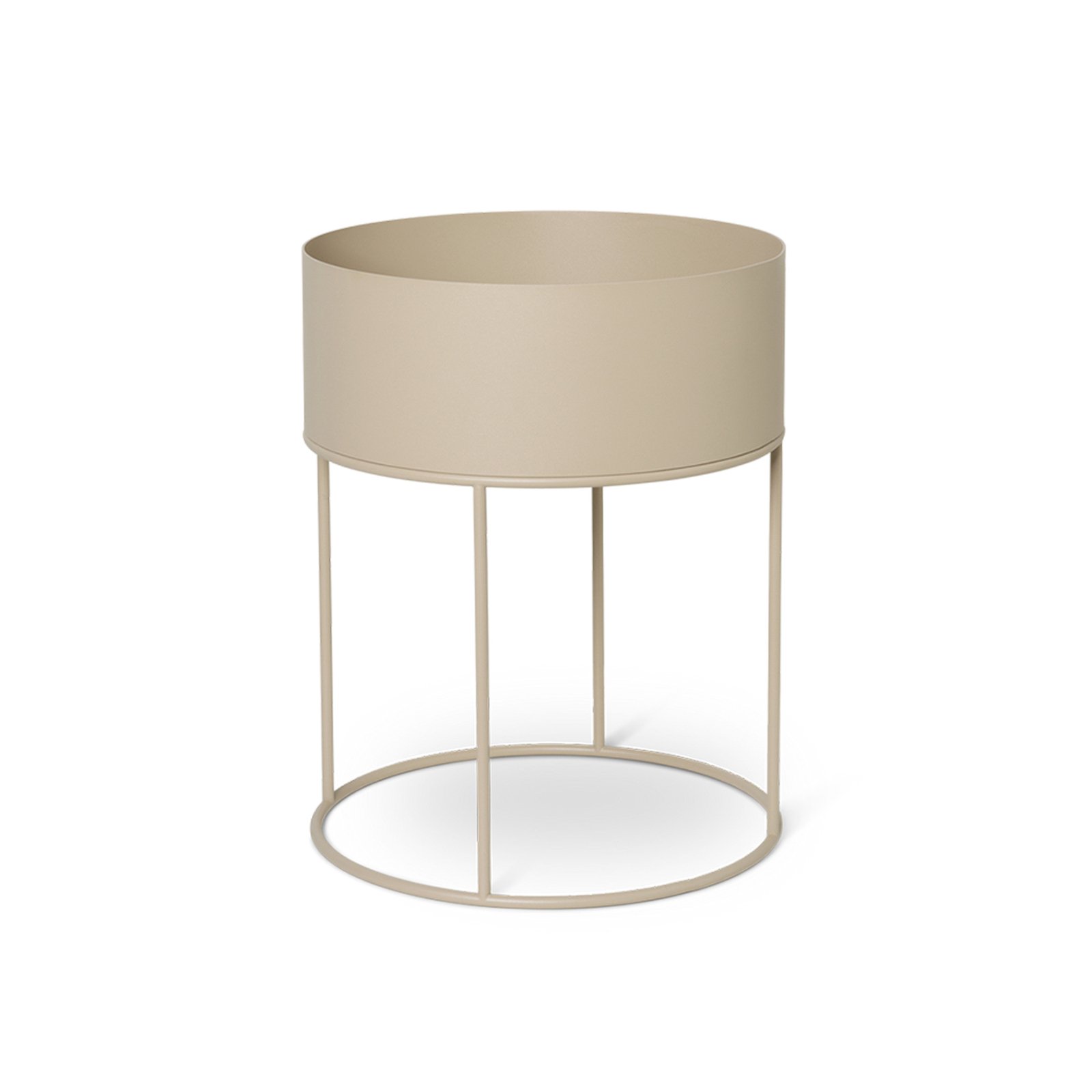 ferm LIVING Contenitore per piante rotondo, beige, Ø 40 cm, acciaio