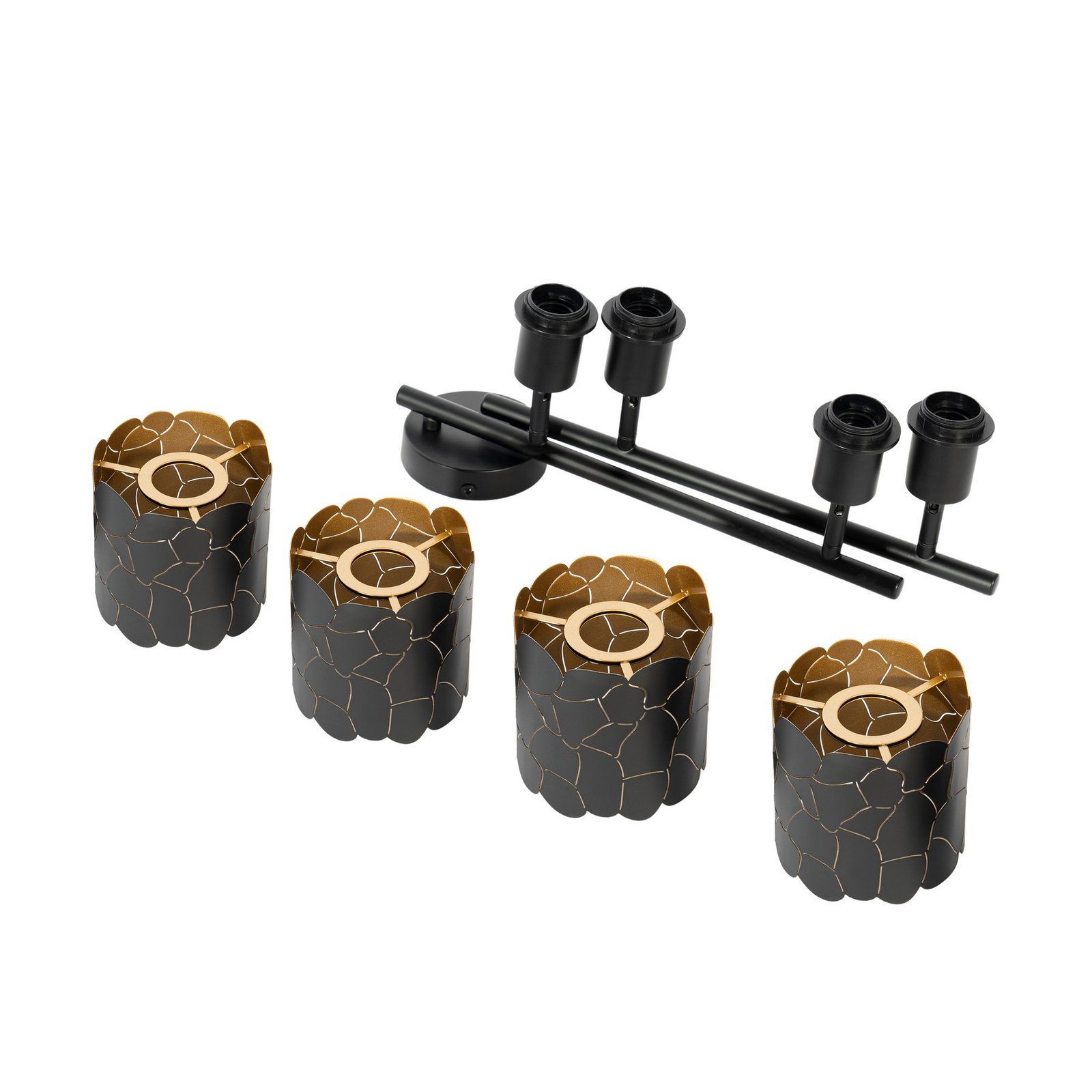 Aralena 4 Candeeiro de Teto Preto/Dourado - Lindby