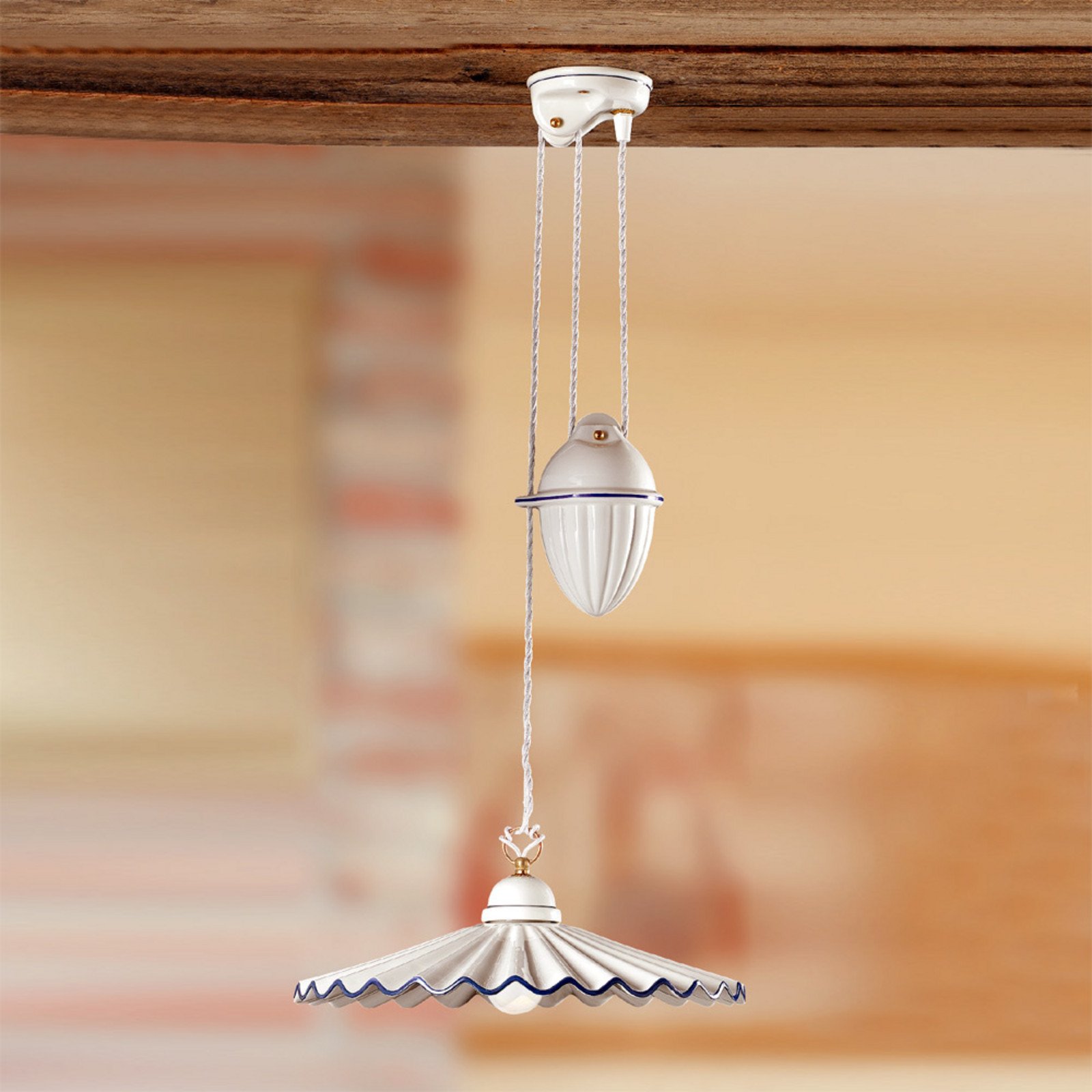 Ceramiche PIEGHE suspendată extensibilă înălțime reglabilă - Camera de zi / sufragerie - Casă de țară / Rustic - alb albastru - Ceramică