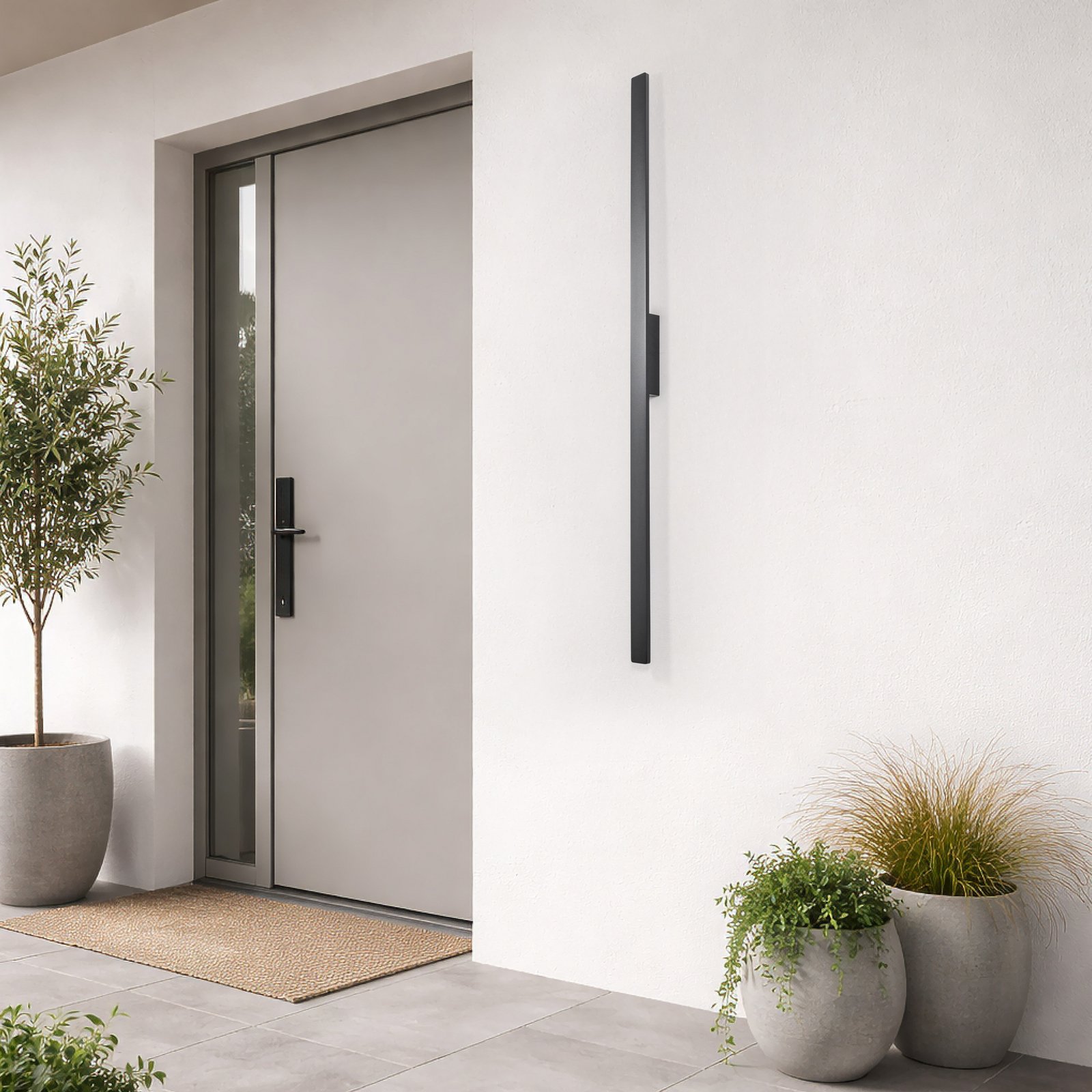 LED-Wandleuchte Demi L, schwarz, Alu, Höhe 144 cm, IP54