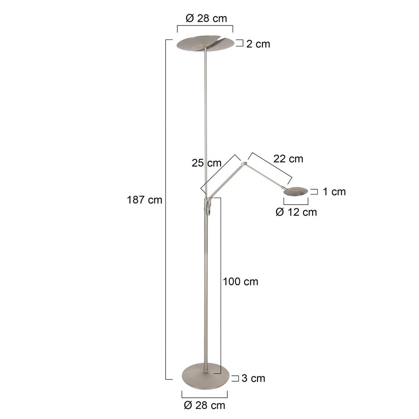 Lampa stojąca LED Zenith 2, stal, lampka do czytania, CCT, pilot