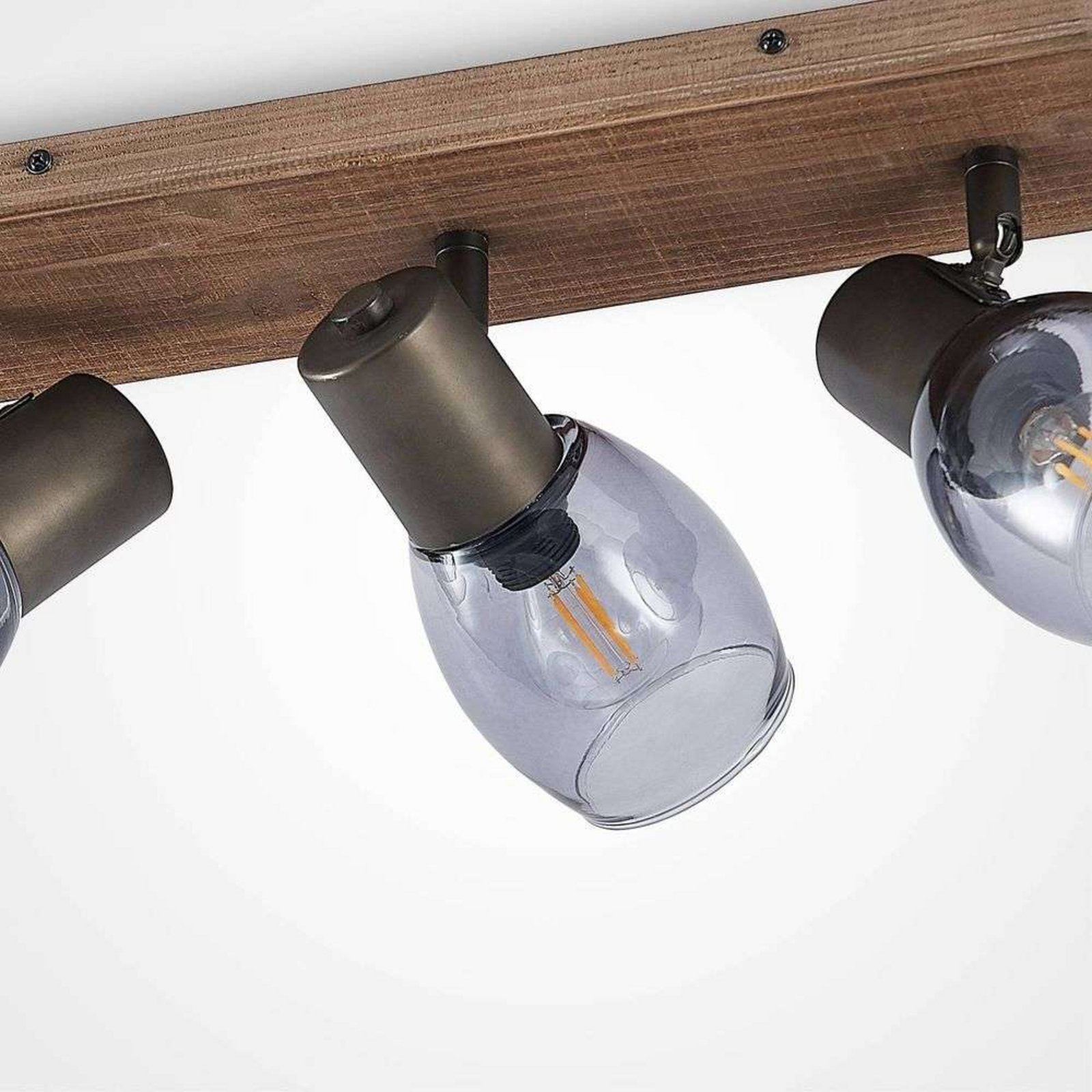 Ineska 3 Square Taklampe Smoke/Wood - Lindby