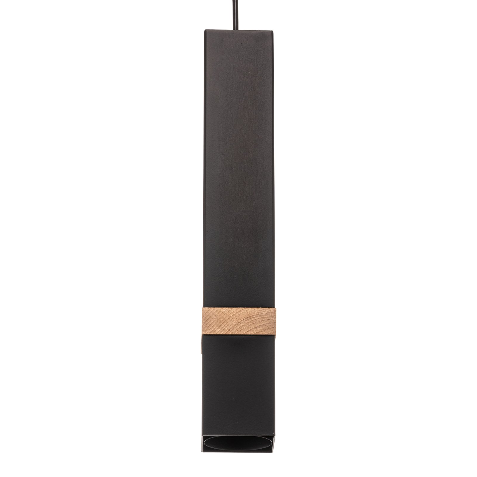 Hanglamp Vidar, zwart met houtdetail 1-lamp