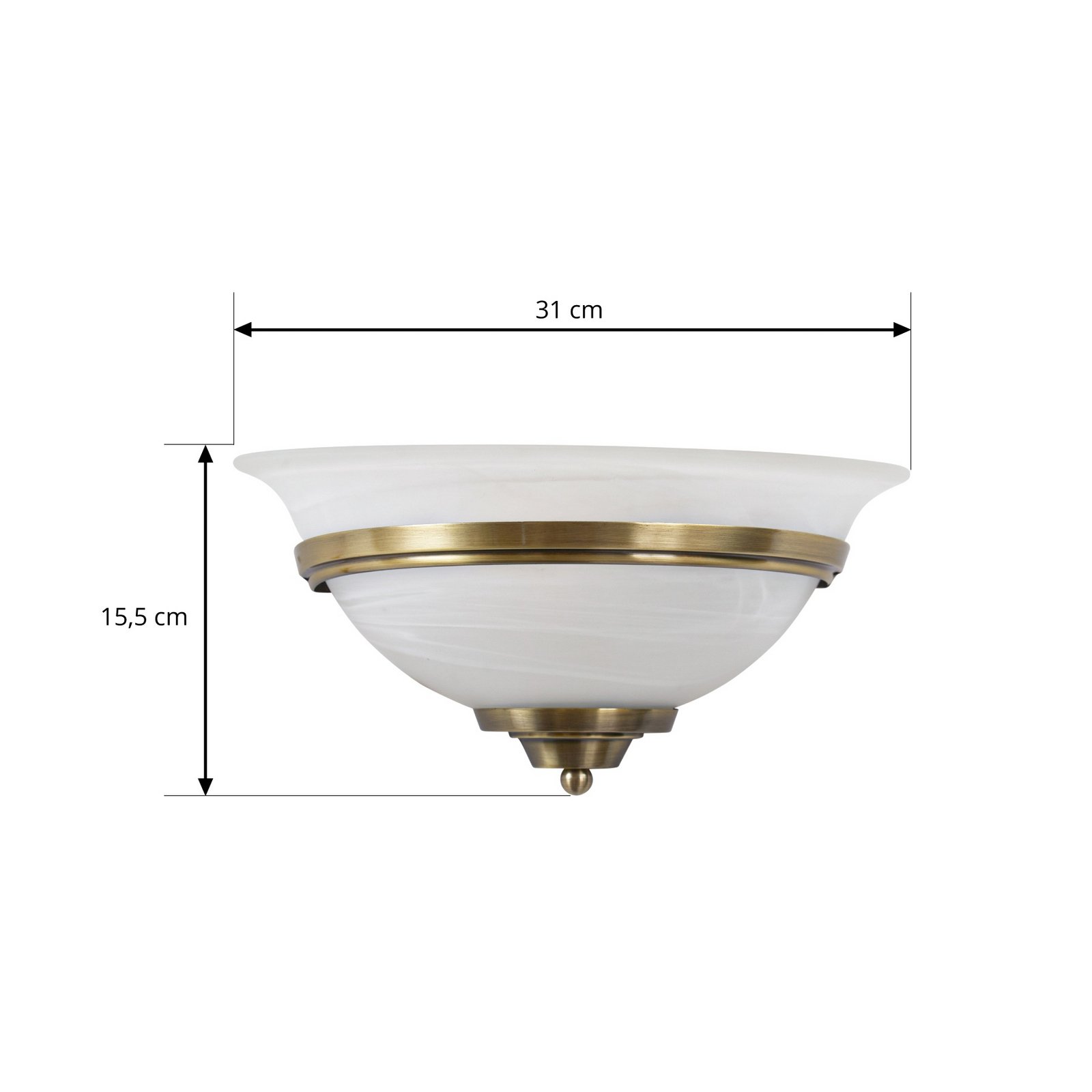 Lindby applique Irimia, 31 cm, ottone anticato, vetro
