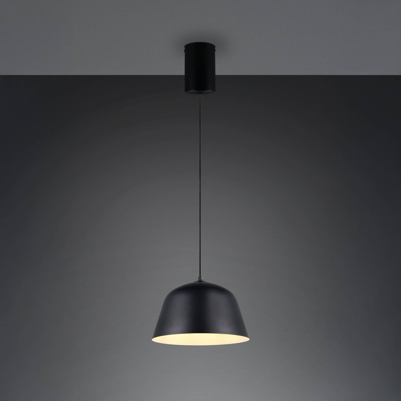 Reality Leuchten Suspension Tova, noir mat, Ø 30 cm, métal, E27