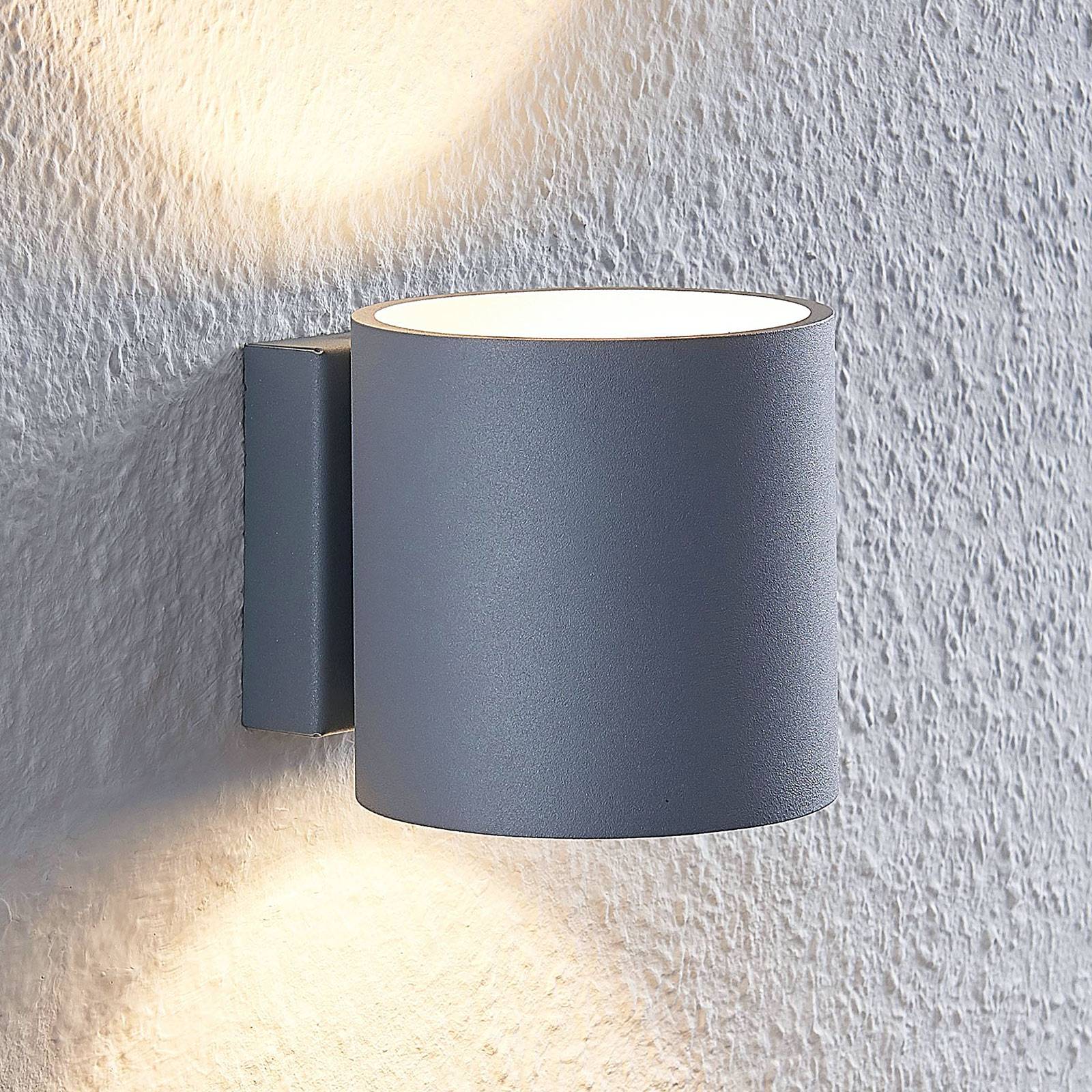 Lindby Mirza aluminium wall light, round, grey, for Living / Dining Room, aluminium, steel, G9, 40 W, W: 10 cm, H: 10 cm