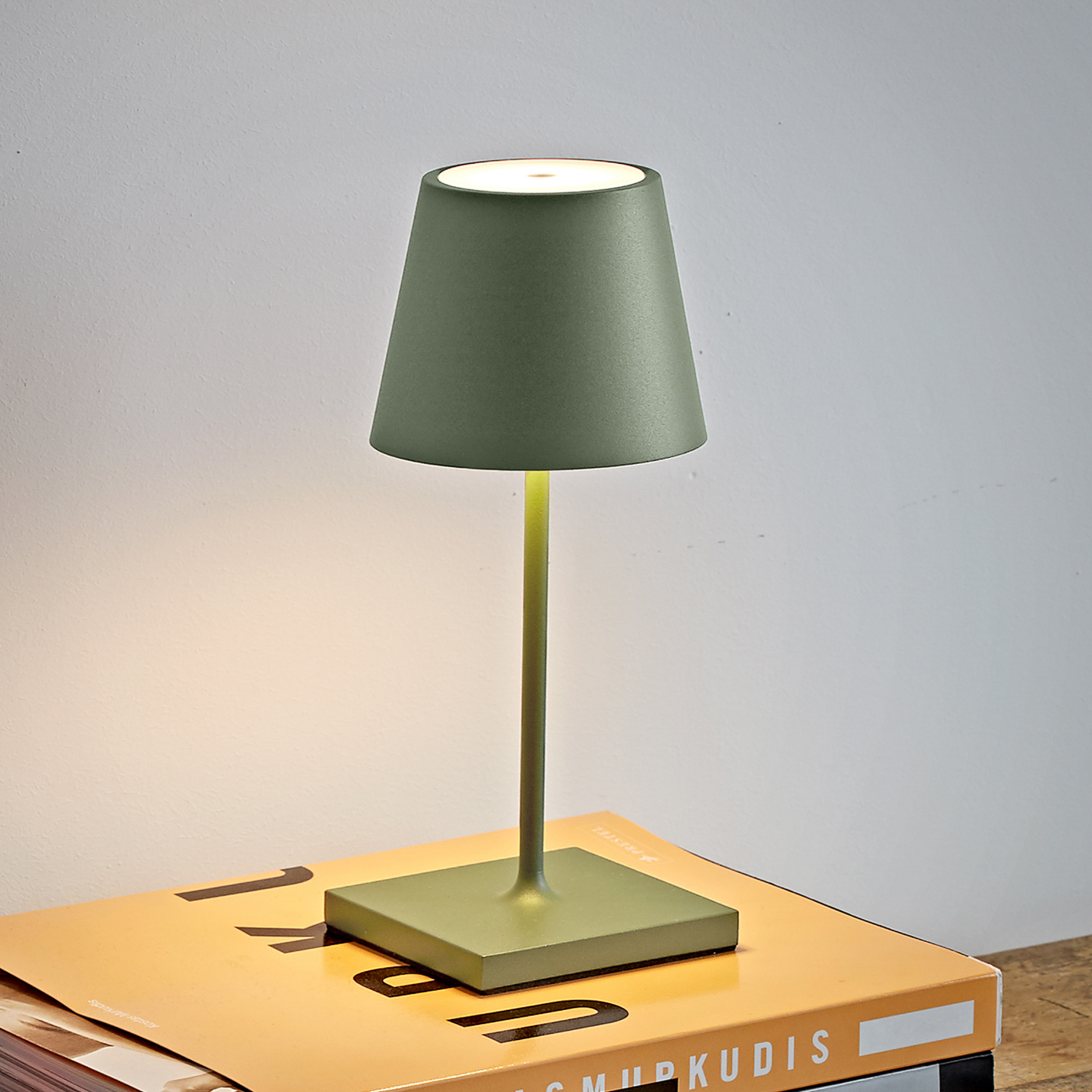 Akumulatorowa lampa stołowa LED Nuindie mini, USB-C, szałwiowa zieleń,