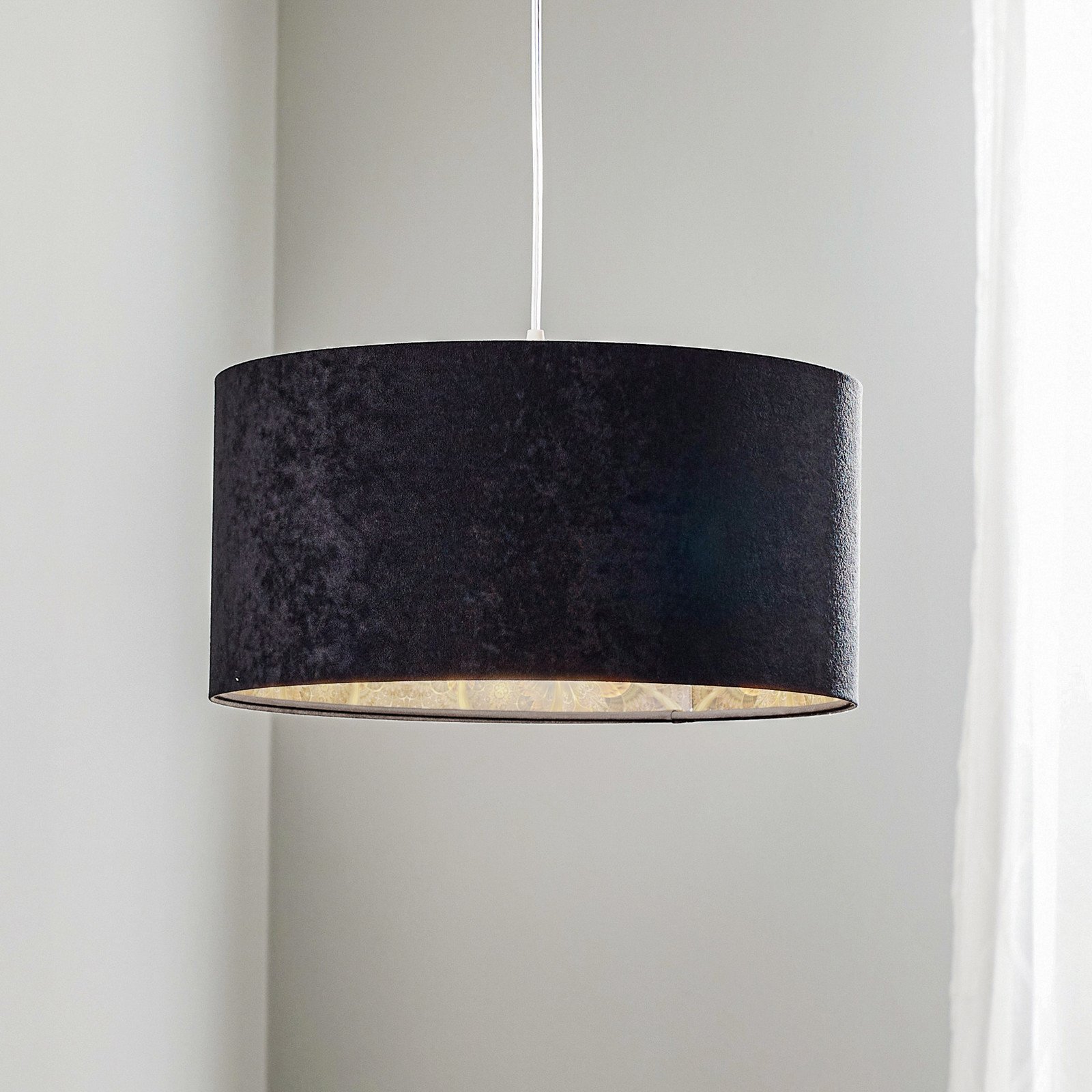 Maco Design Lampă suspendată Salina în negru cu imprimeu din latex - Camera de zi / sufragerie - Modern - negru colorat - Țesătură / Textil