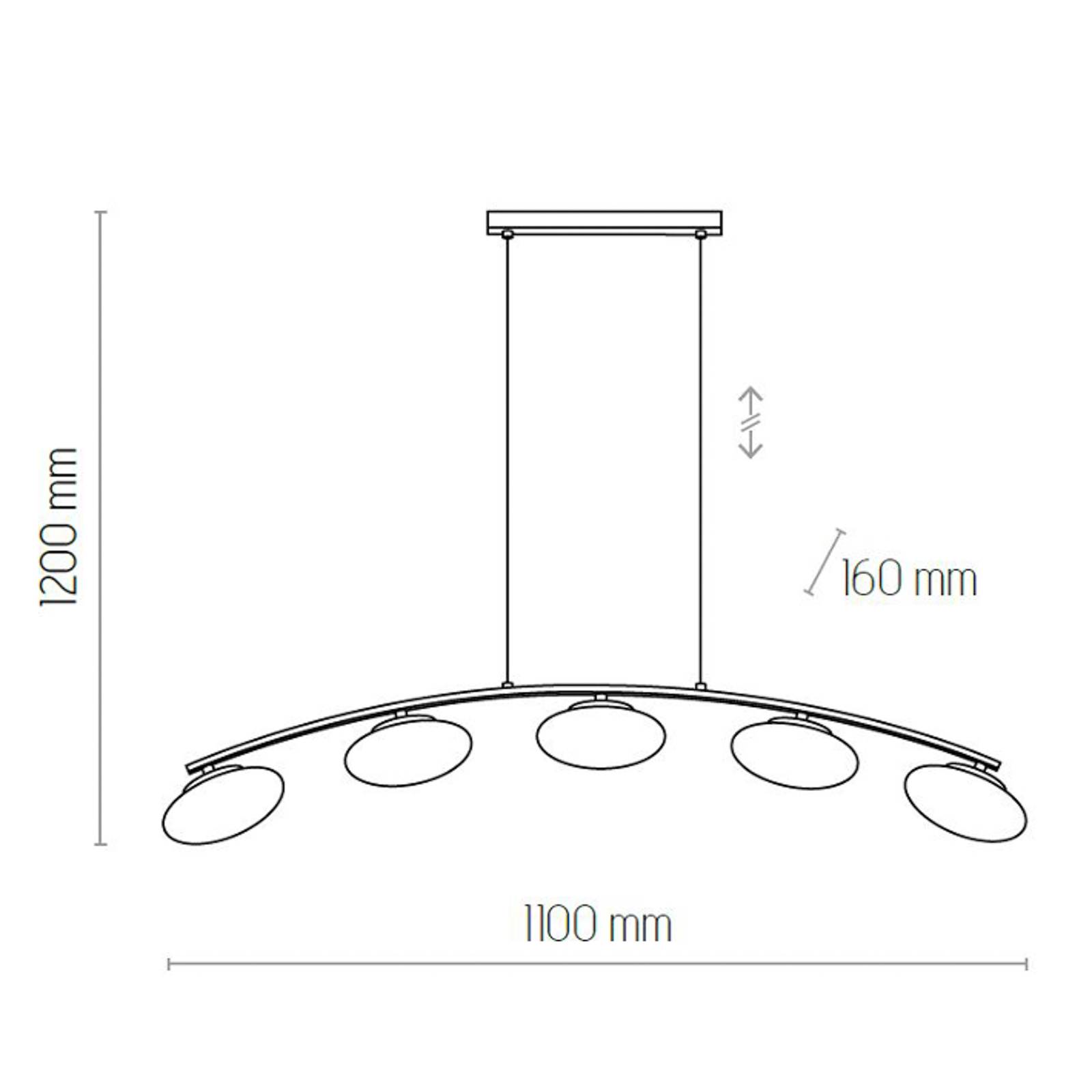 Lampa wisząca Marika ze szklanymi kloszami 5-pkt.