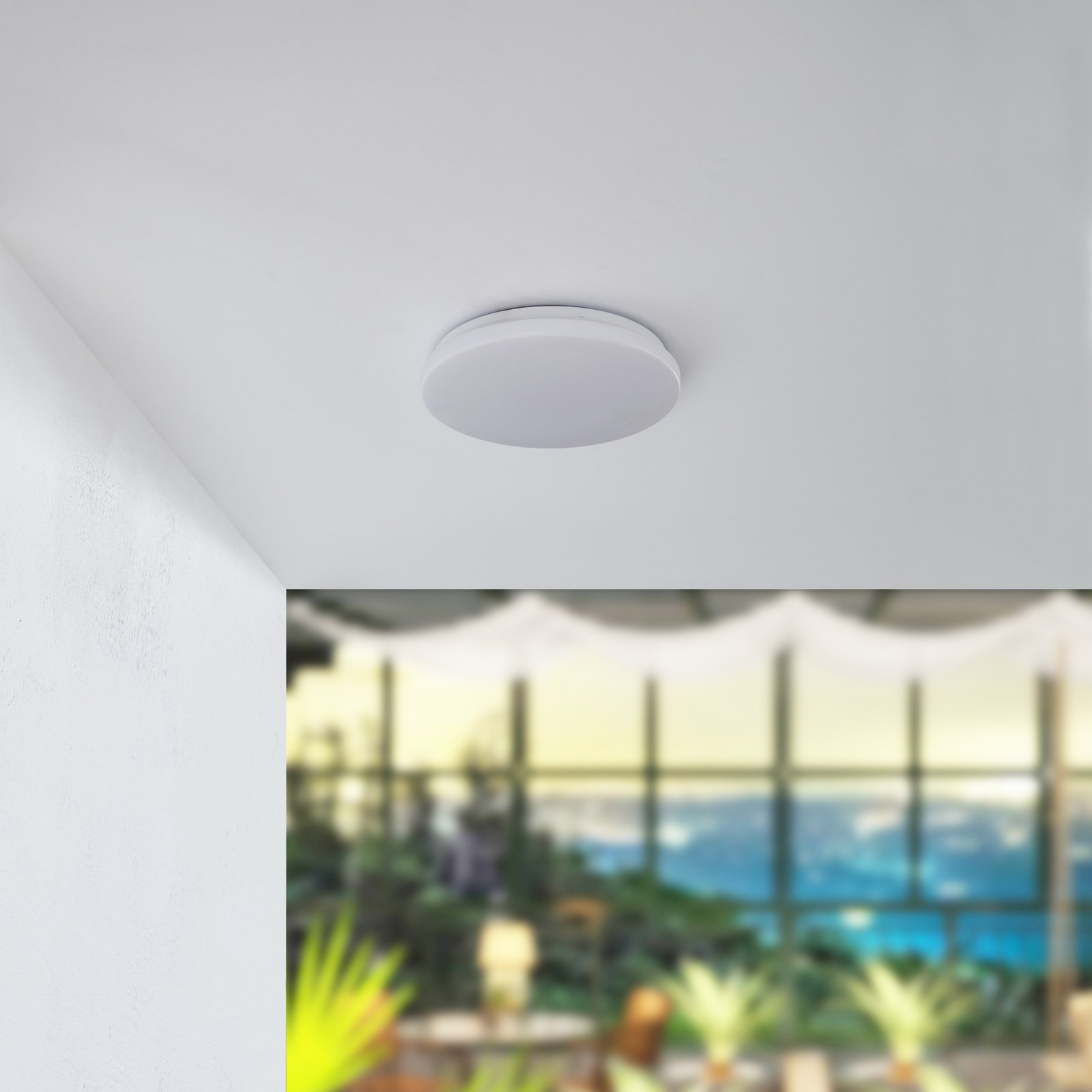 Zewnętrzna lampa sufitowa LED Kirkola, 3000 K, Ø 34 cm, biały