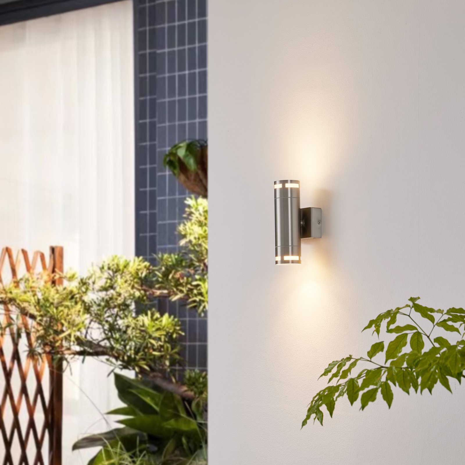 Lindby Azemina outdoor wall light, V4A, two-bulb