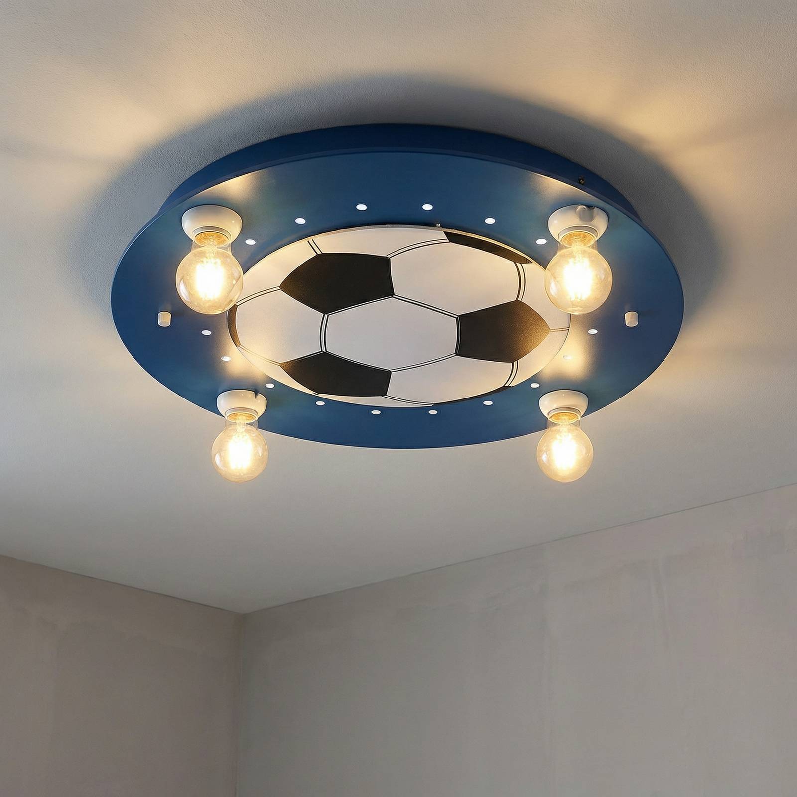 Elobra Plafonnier Football, 4 lampes bleu foncé-blanc