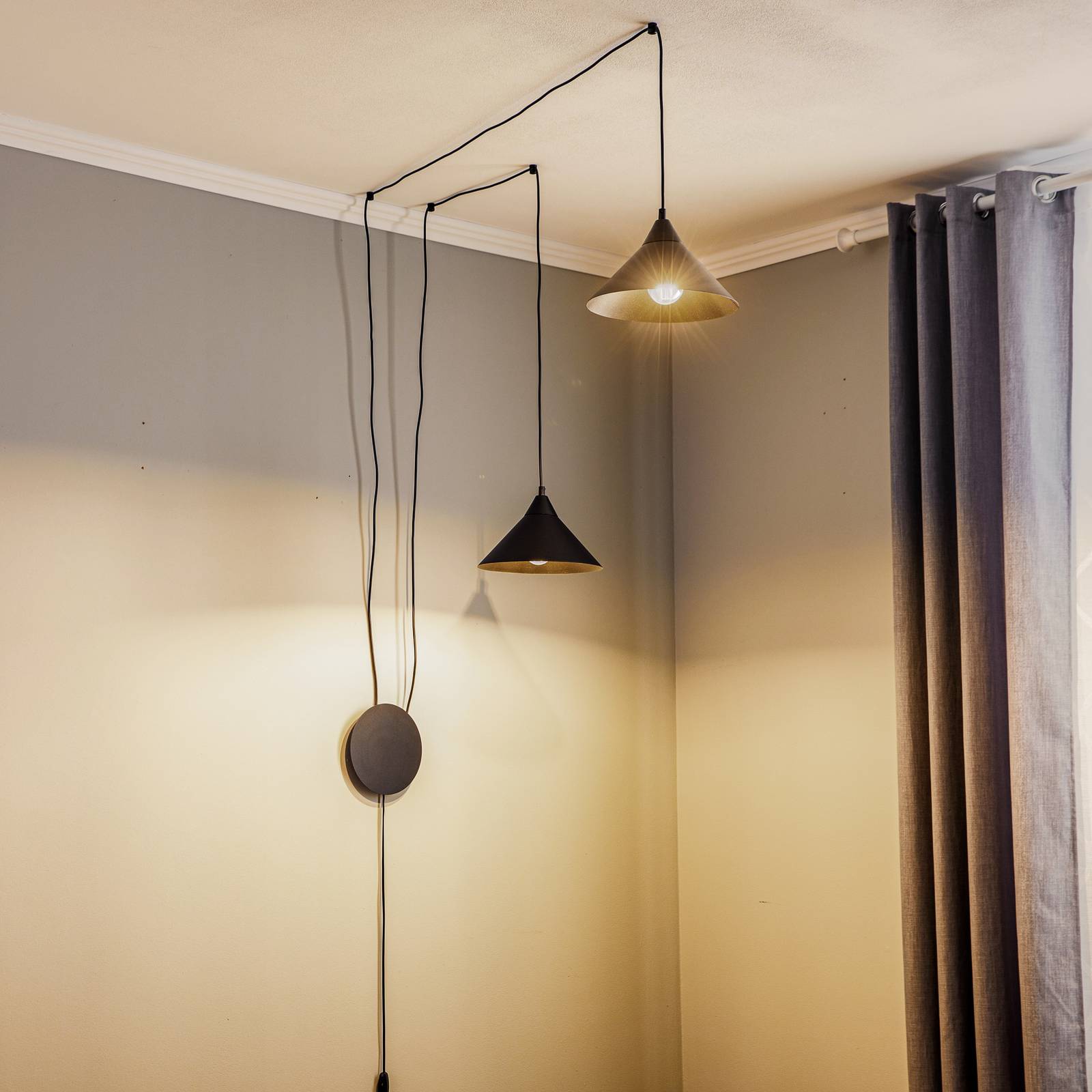 Lampa wisząca Ramo, 2-punktowa, czarna