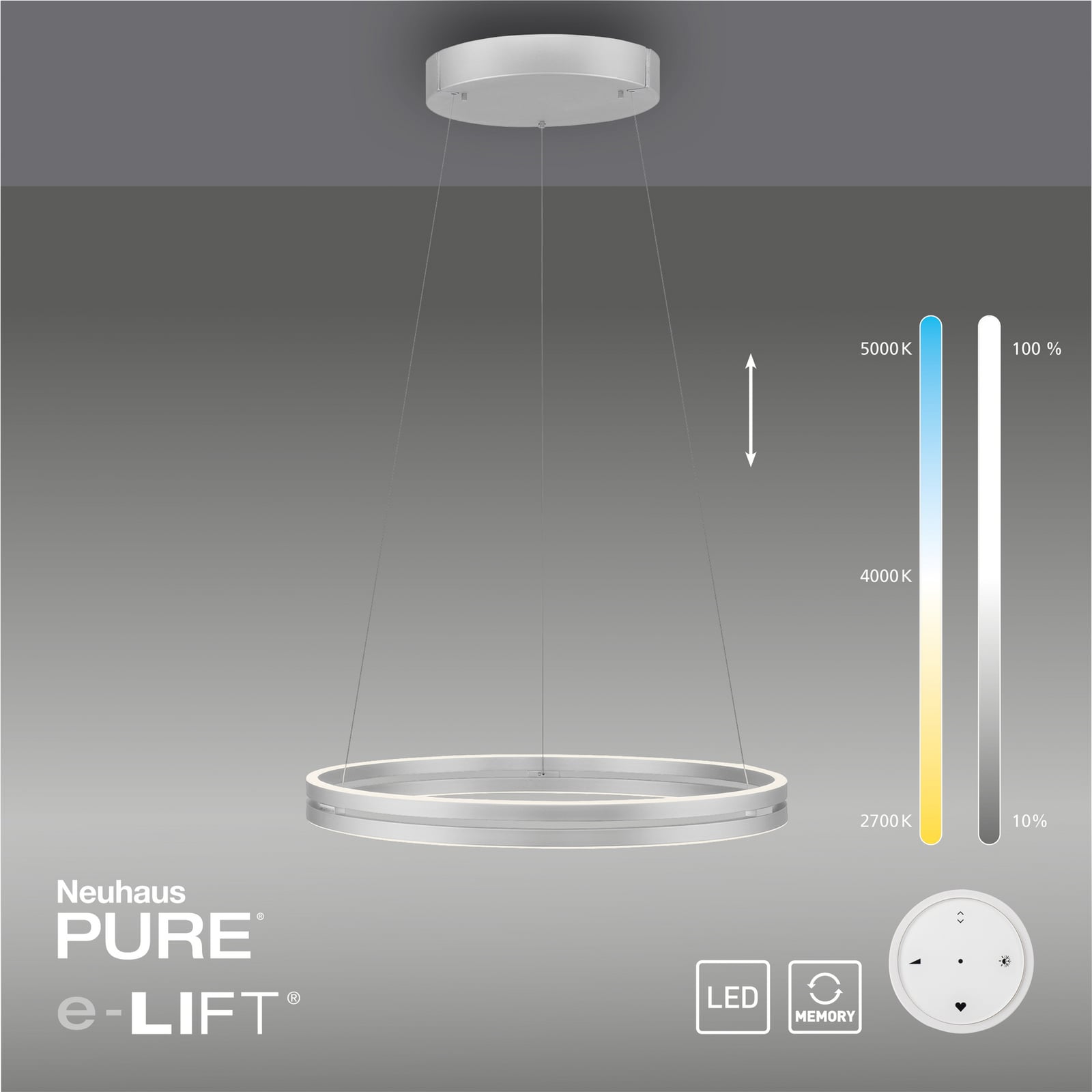 E-Loop LED-Hängeleuchte, stone, Ø70cm, Aluminium, CCT - PURE E-Loop LED-Hängeleuchte, stone, Ø70cm, Aluminium, CCT - PURE