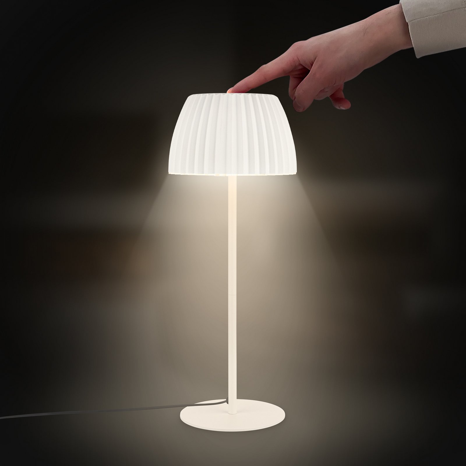 LED-Tischlampe Loca, altweiß, Höhe 36 cm, Metall/Kunststoff