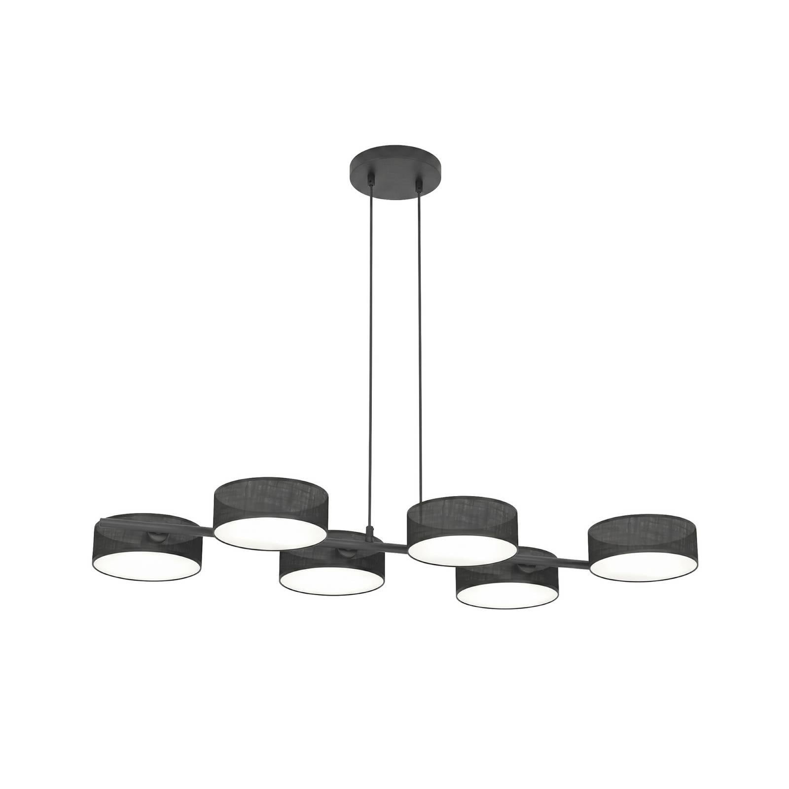 Hängelampe DRUMZ, schwarz, Länge 100 cm, 6-flg., Textil, E14