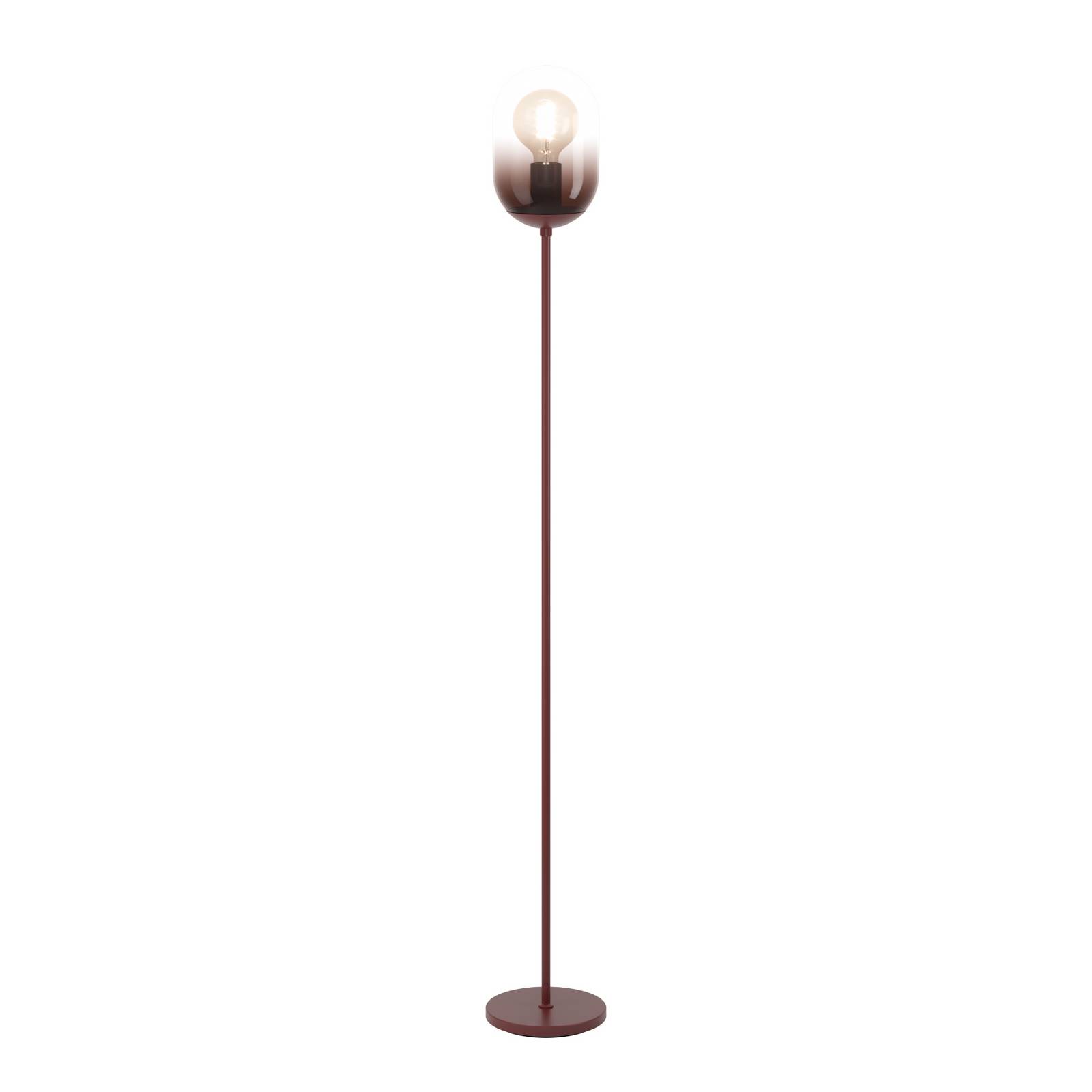 Stehleuchte Lequile, braun, Glas, Metall, E27, Höhe 140 cm