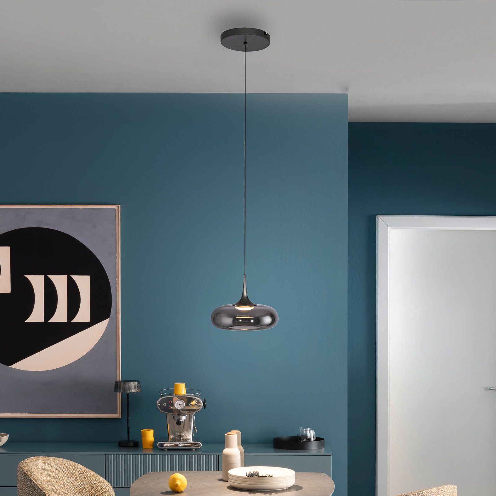 Schöner Wohnen LED-visoka svetilka Posh 1-fl., dimno steklo, 3.000 K Schöner Wohnen LED-visoka svetilka Posh 1-fl., dimno steklo, 3.000 K