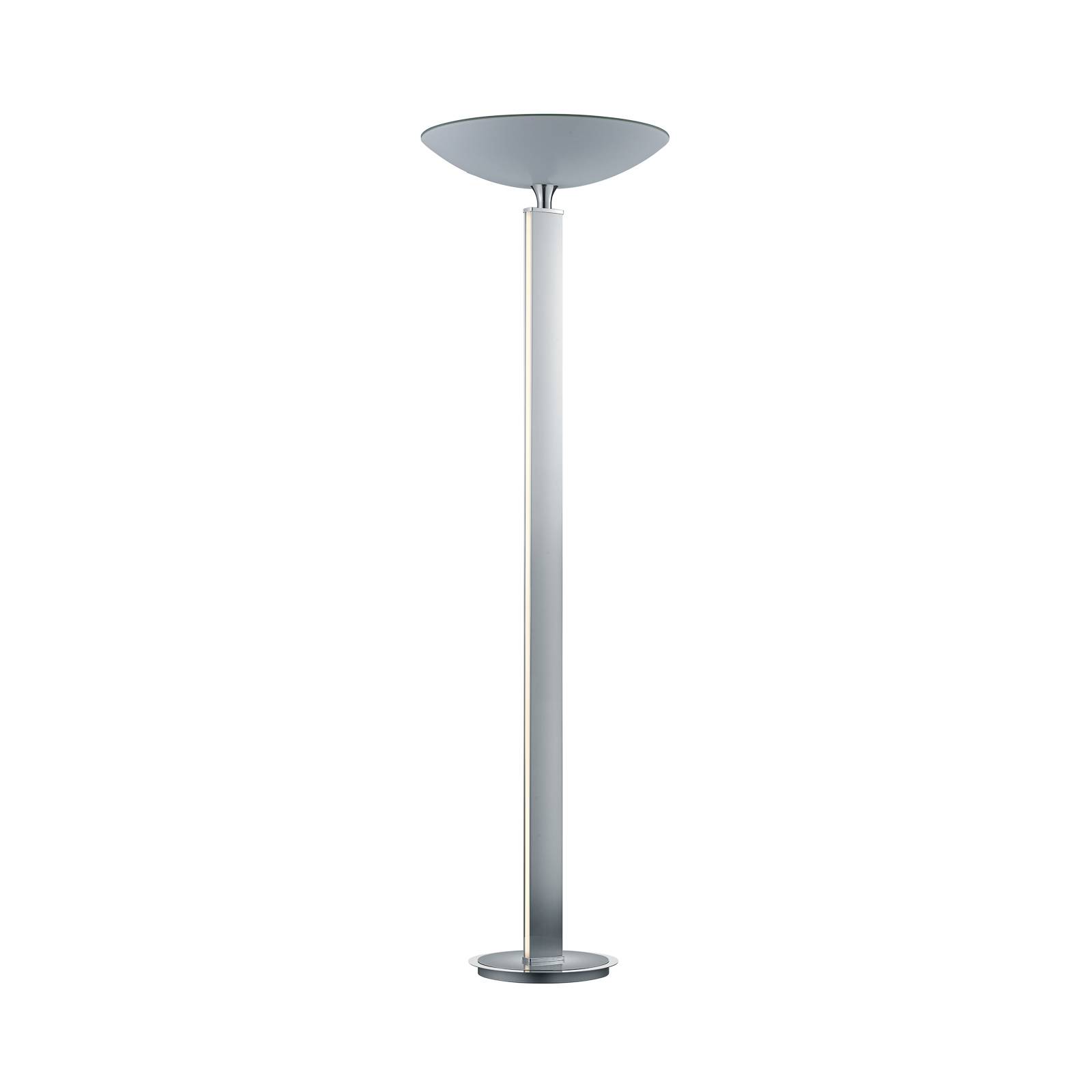 BANKAMP Pure F LED uplighter, nickel, for Living / Dining Room, metal, glass, 75 W, H: 179 cm