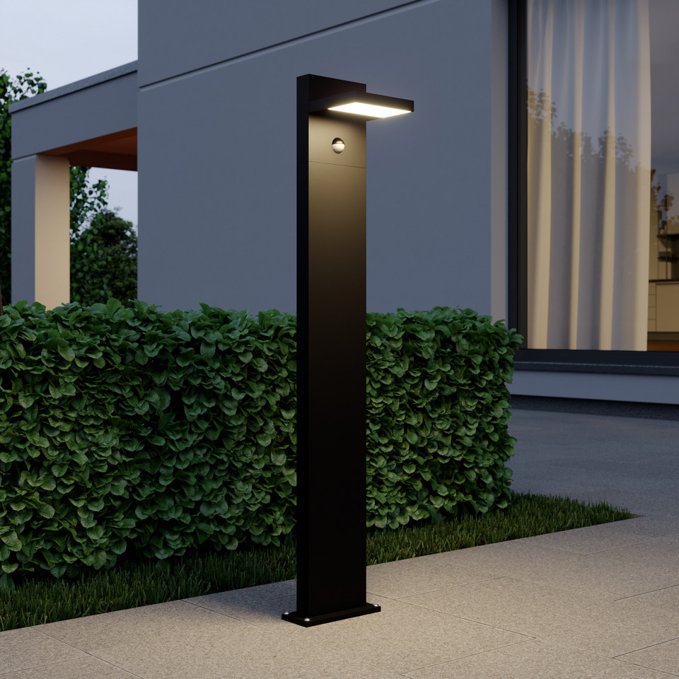 Lucande Silvan LED-trädgårdslampa H100 med sensor, svart från Lucande