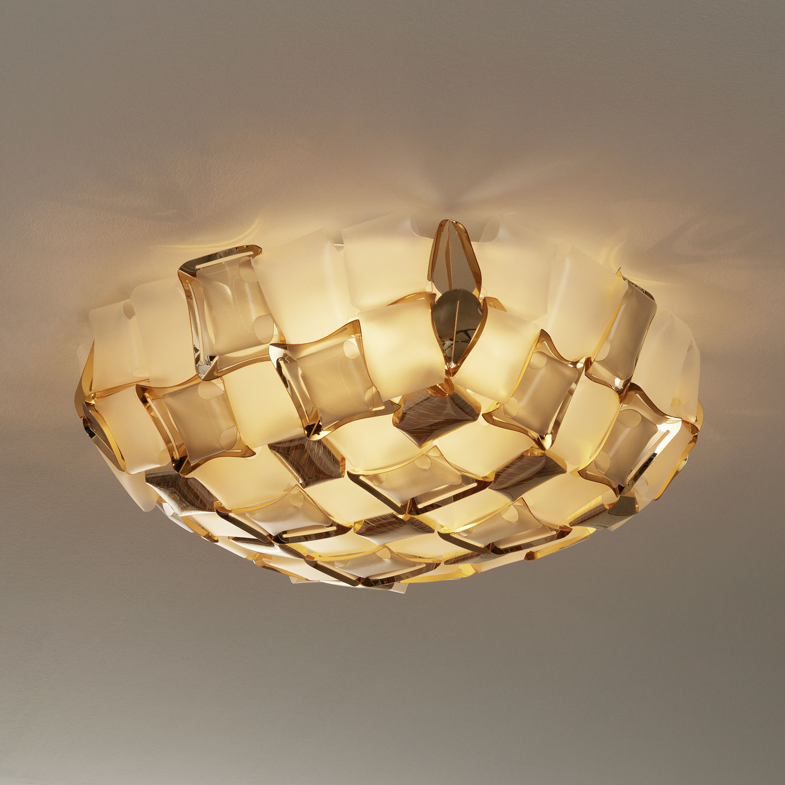 Slamp Mida plafondlamp, Ø 67 cm, goud/wit