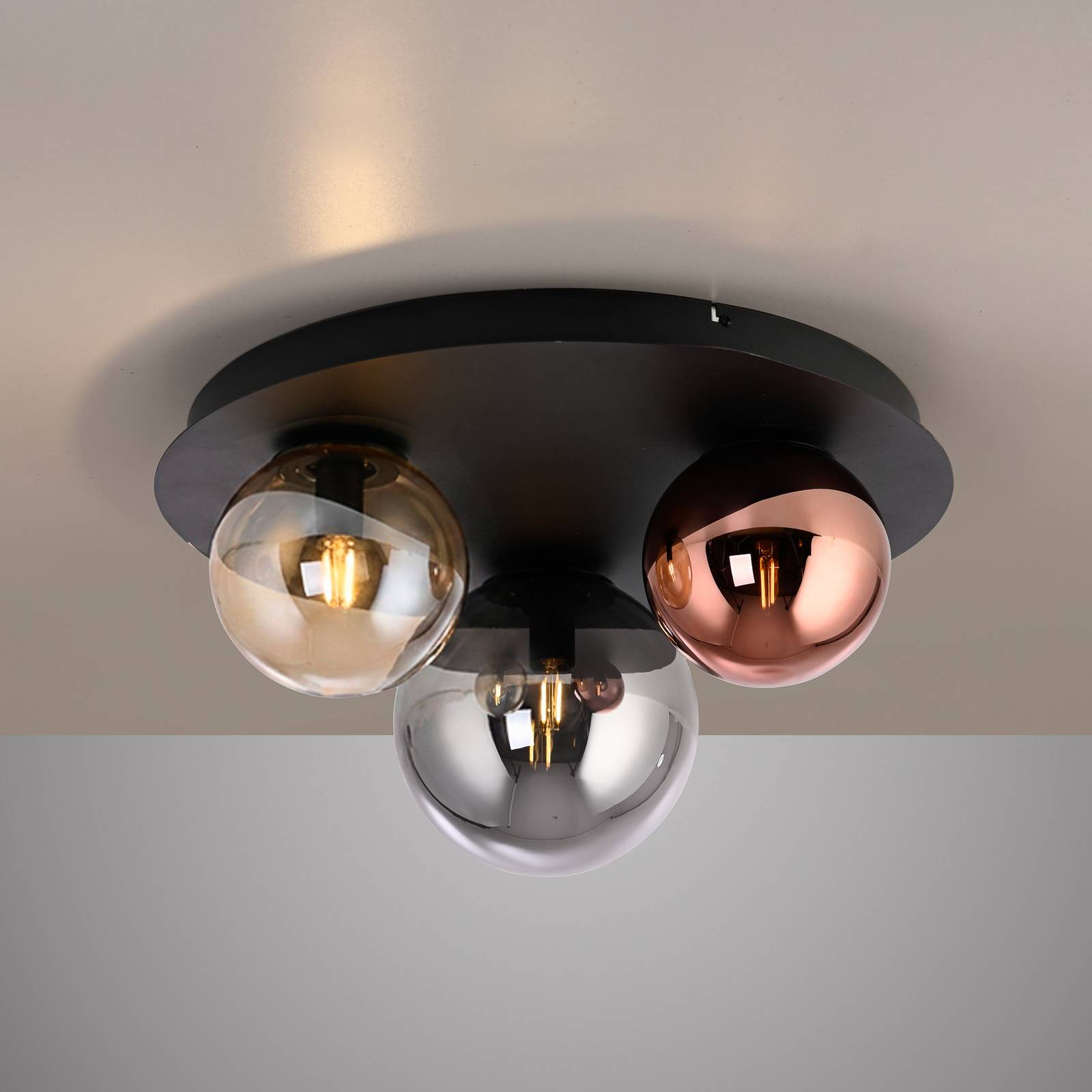Lampa sufitowa Shiny, 3-punktowa, okrągła, multicolor, szklana, E14