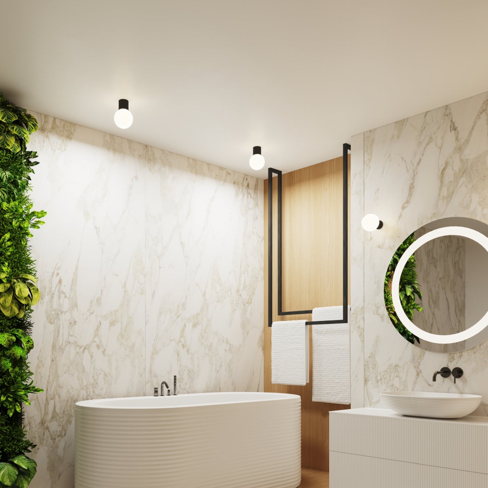 ORBI fali lámpa, fekete üveg/fém Ø 12 cm IP44 G9 - SOLLUX