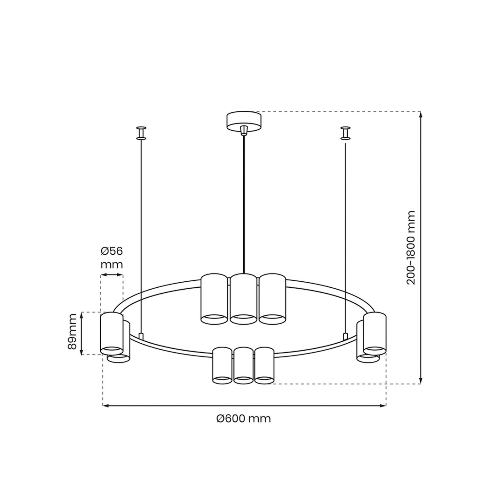 Lampa wisząca Genesis, aluminium, czarny/złoty, 10 x GU10, Ø 60 cm