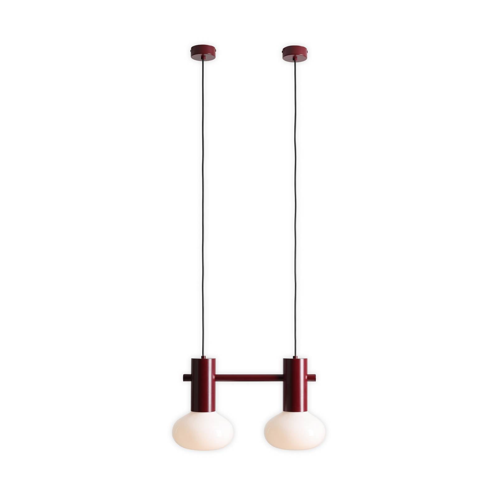 Hängeleuchte Flo, rot, 2-flammig, Glas