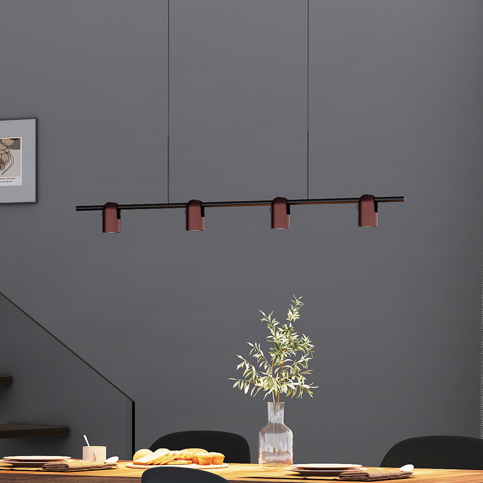 Lampă suspendată Molto Luce Nuun PD negru/cafea 4 becuri. - Camera de zi / sufragerie - modern - negru maro cafea - Aluminiu