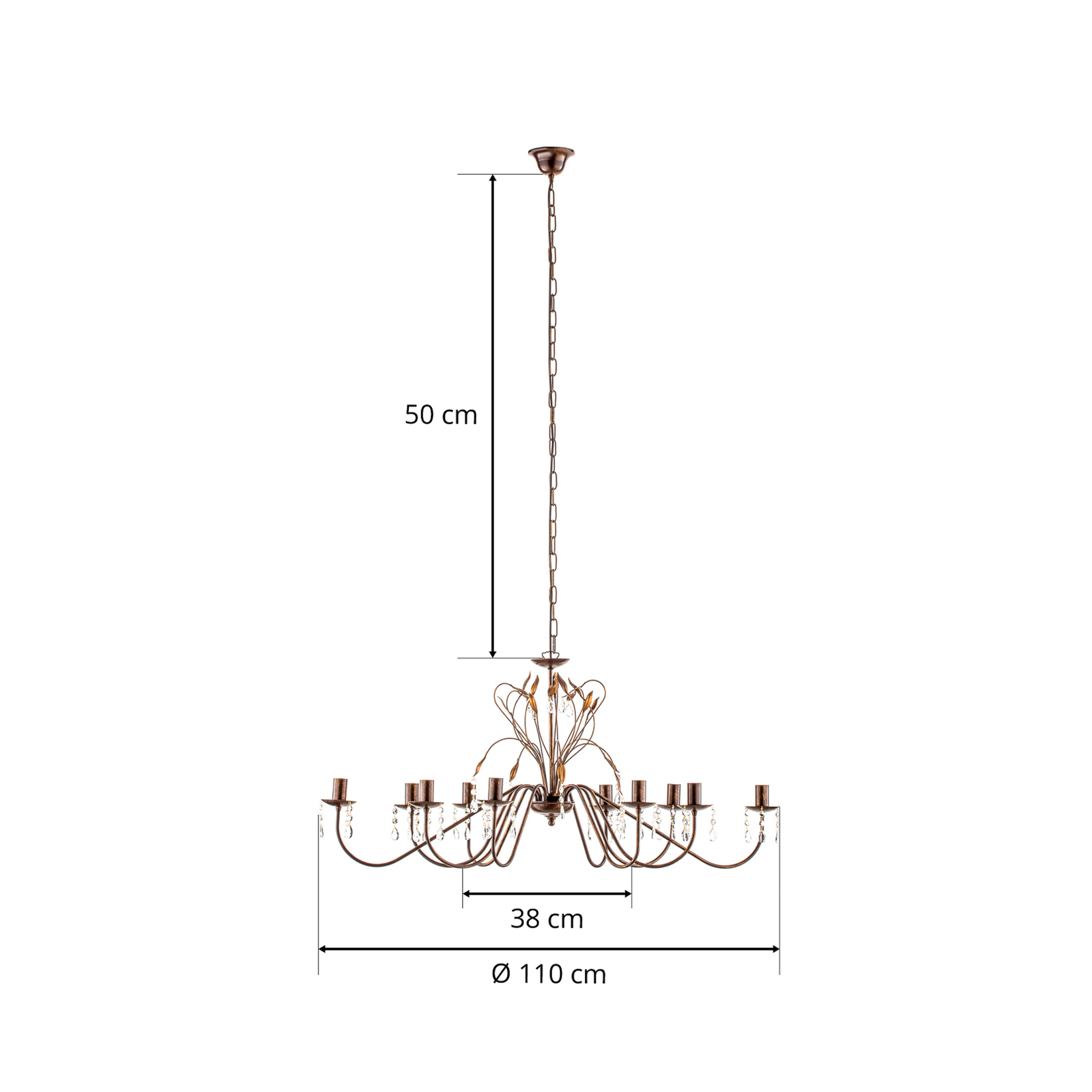 Oval chandelier Campana, 110 cm