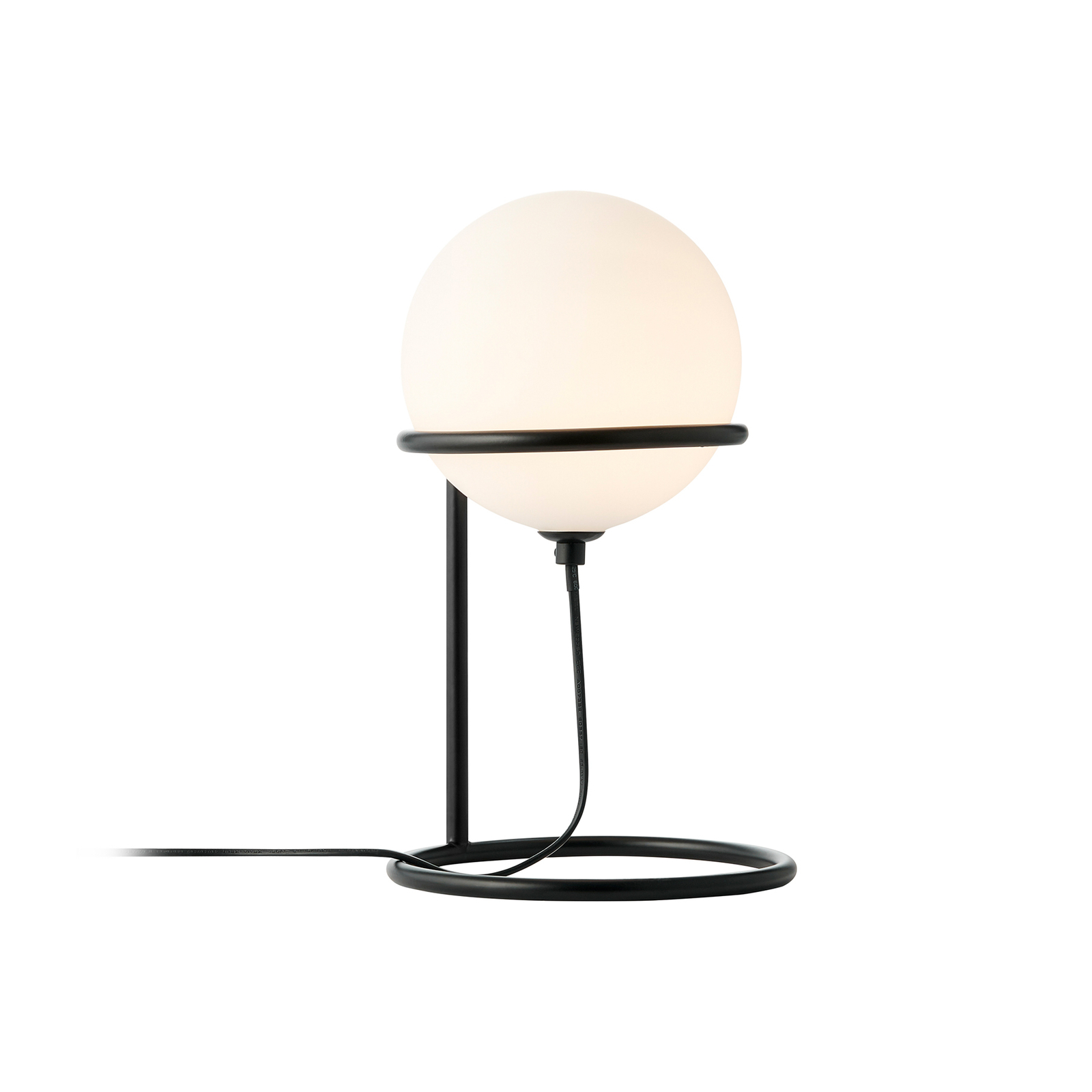 Wilson asztali lámpa, fém, fekete, üveg gömb alakú ernyővel