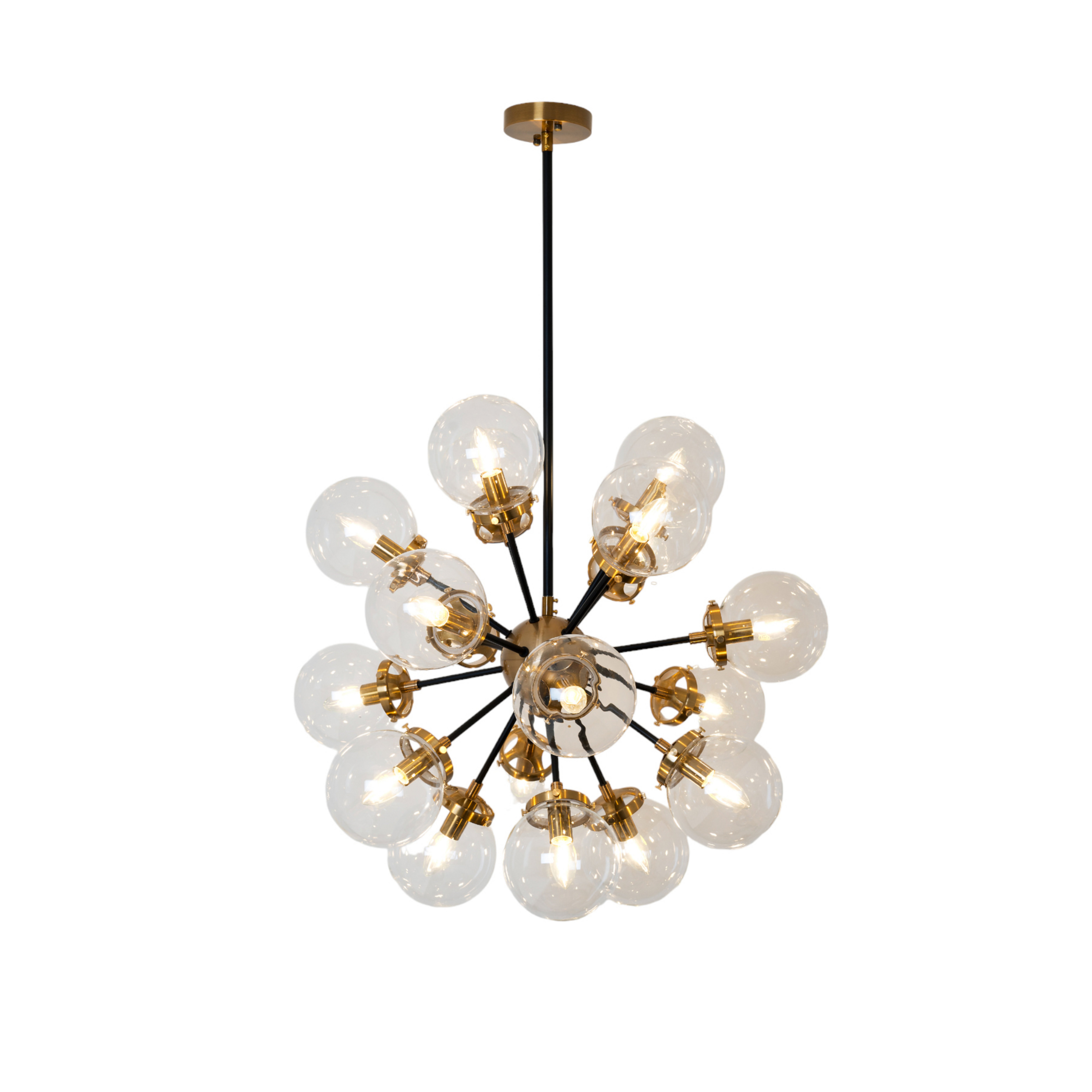 Suspension Moltiplicatore à 18 lampes dorée/claire